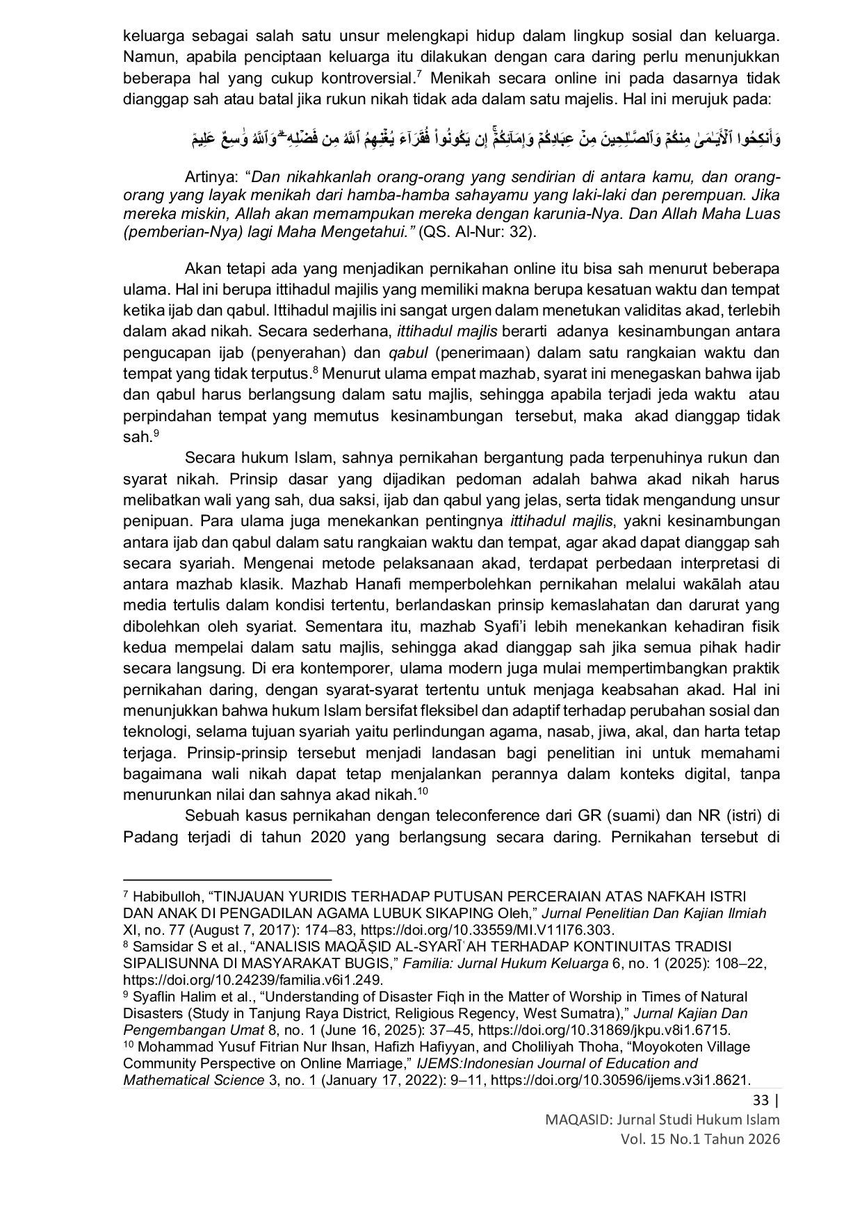 JURIS Rekonstruksi Konsep Wali Nikah Dalam Praktik Pernikahan Online di Kota Padang Perspektif MaqAid al syar ah