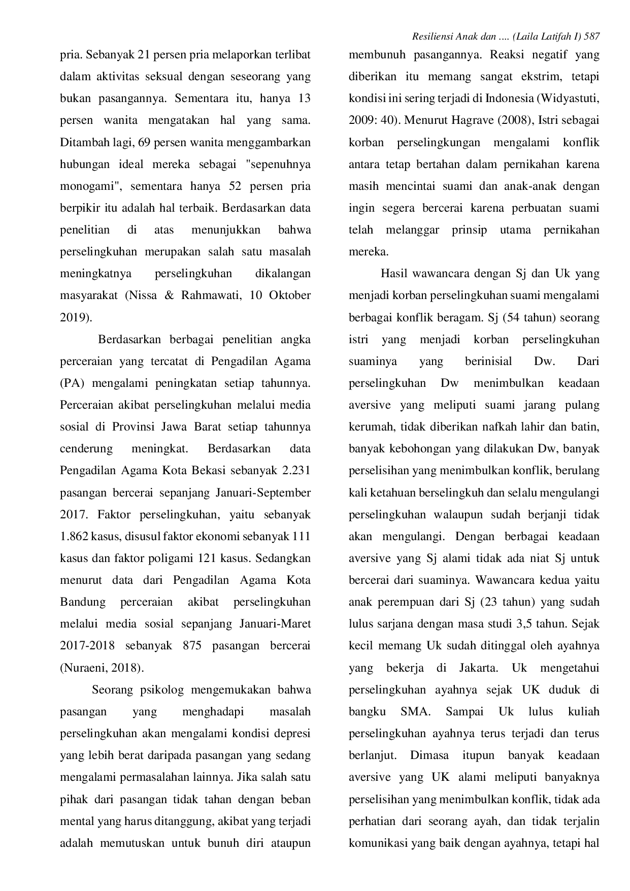 JURIS Resiliensi Anak dan Istri Korban Perselingkuhan Suami