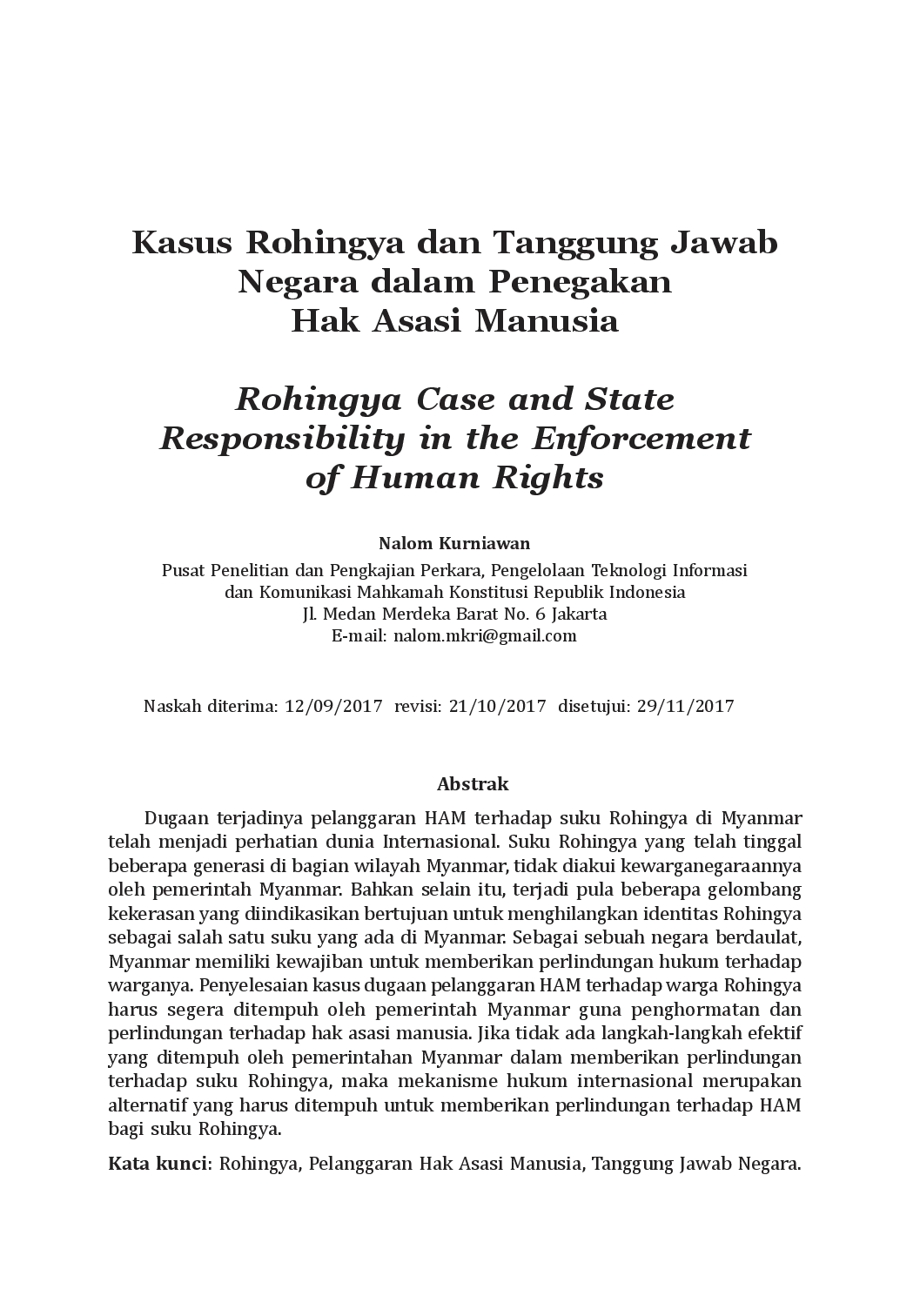 juris Kasus Rohingya dan Tanggung Jawab Negara dalam Penegakan Hak Asasi Manusia