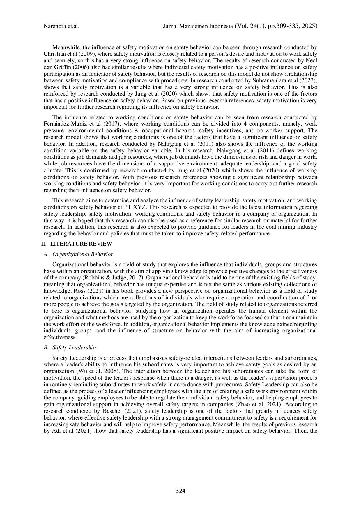 JURIS The Influence of Safety Leadership Safety Motivation and Working Condition on Safety Behavior at PT XYZ