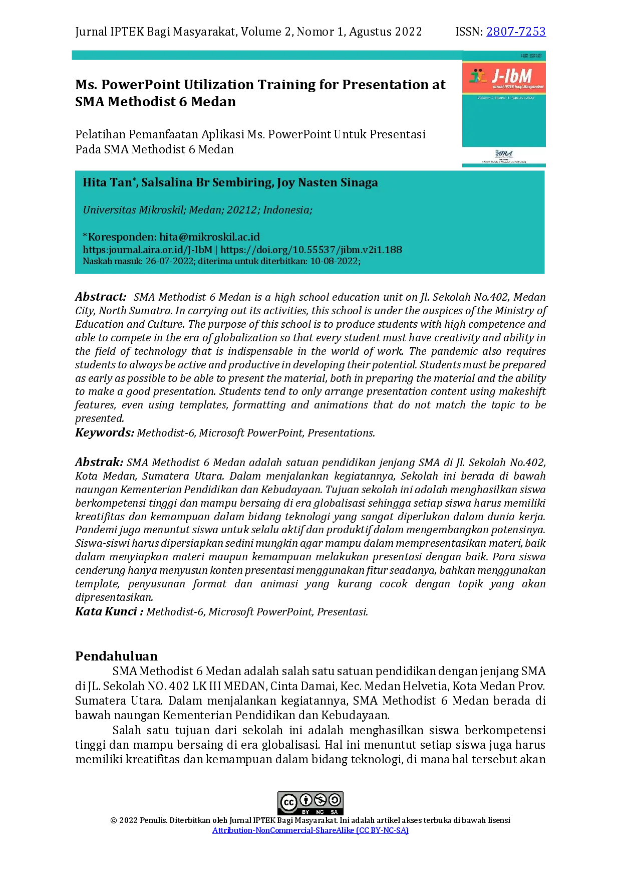 juris Ms PowerPoint Utilization Training for Presentation at SMA Methodist 6 Medan