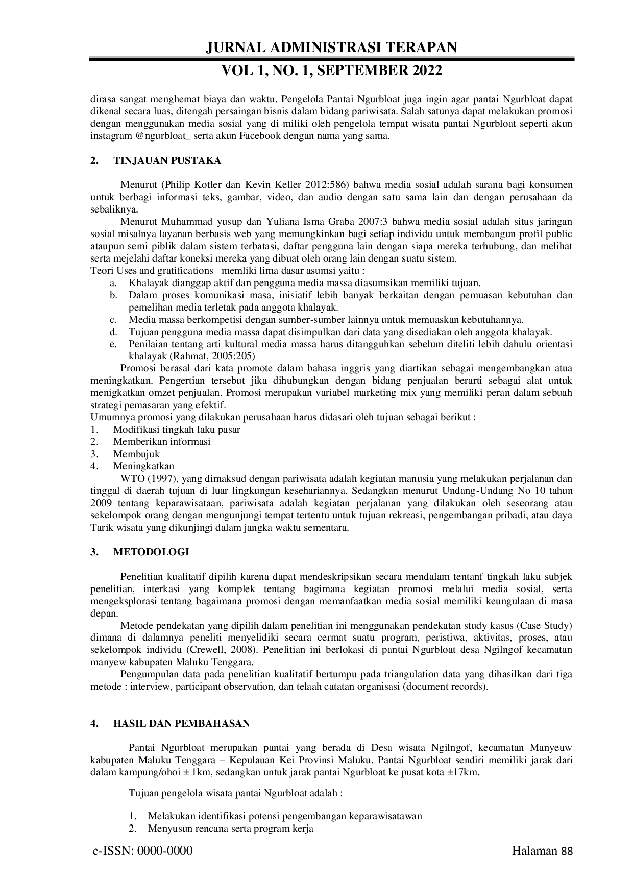 JURIS Pemanfaatan Media Sosial Sebagai Sarana Promosi Dalam Meningkatkan Jumlah Pengunjung Di Pantai Ngurbloat Maluku Tenggara