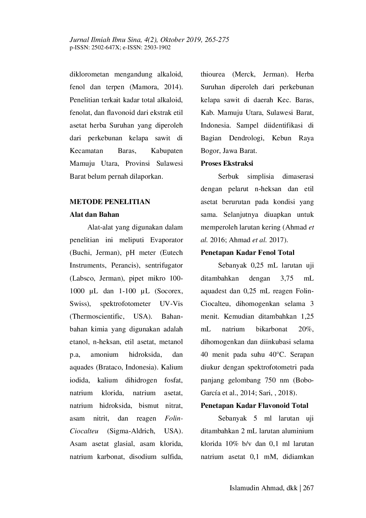 JURIS KADAR TOTAL ALKALOID FENOLAT DAN FLAVONOID DARI EKSTRAK ETIL ASETAT HERBA SURUHAN Peperomia pellucida L Kunth