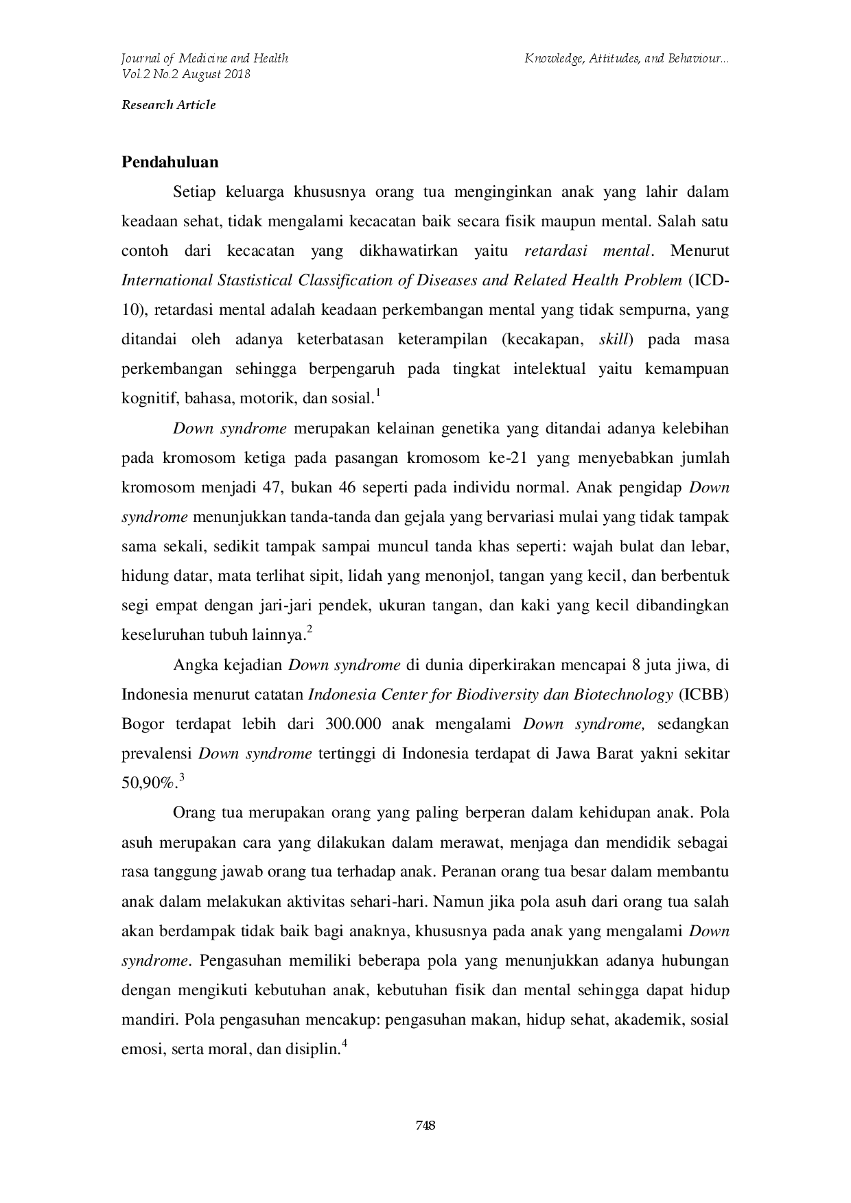 juris Knowledge Attitudes and Behavior Towards Upbringing Method of Parents with Down Syndrome Child