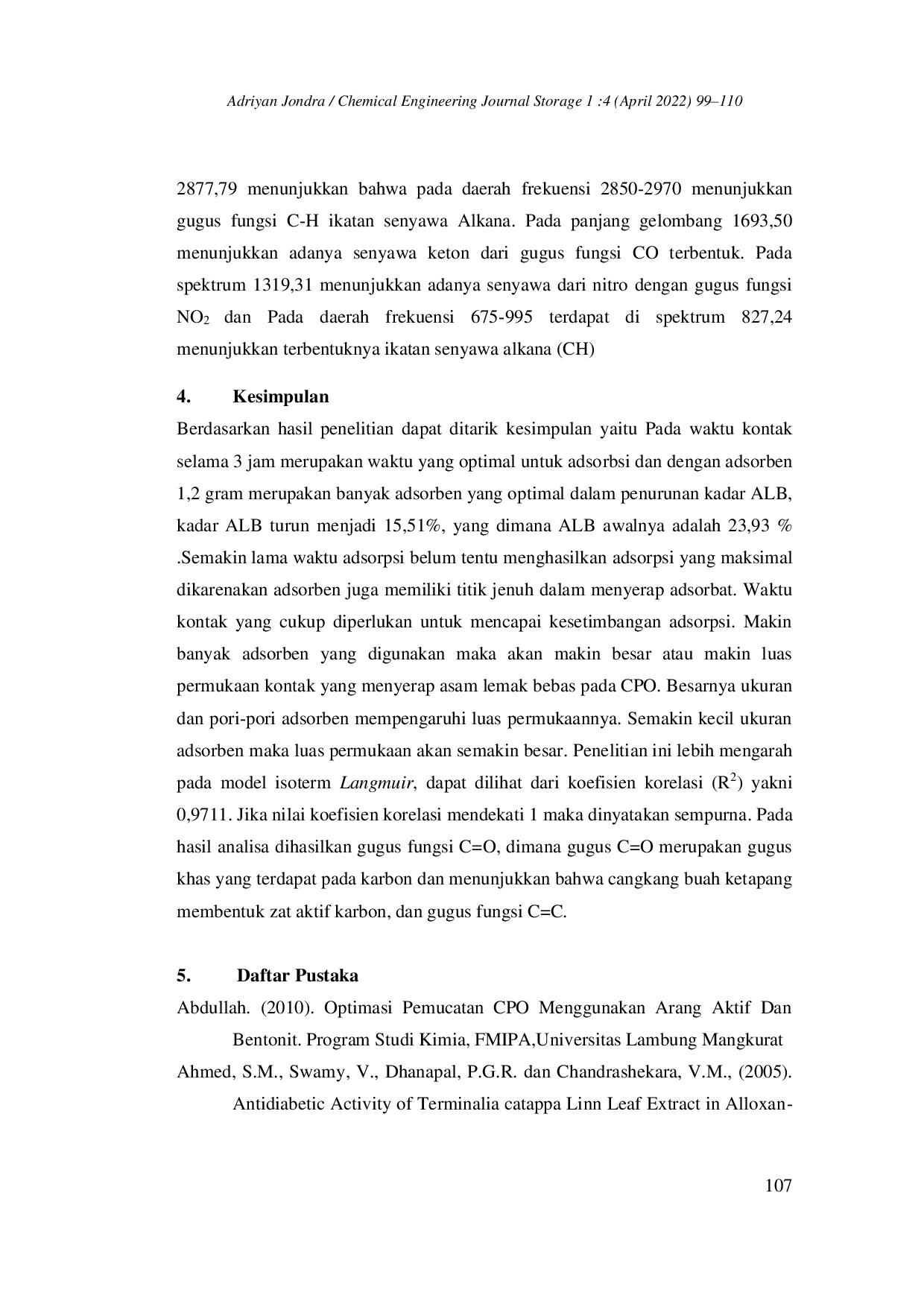 JURIS Penurunan Kadar Ffa Free Fatty Acid Pada Cpo Dengan Menggunakan Adsorben Dari Karbon Aktif Cangkang Buah Ketapang