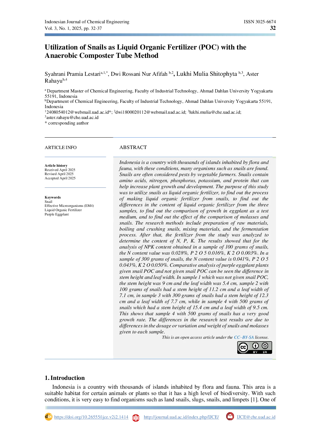 JURIS Utilization of Snails as Liquid Organic Fertilizer POC with the Anaerobic Composter Tube Method