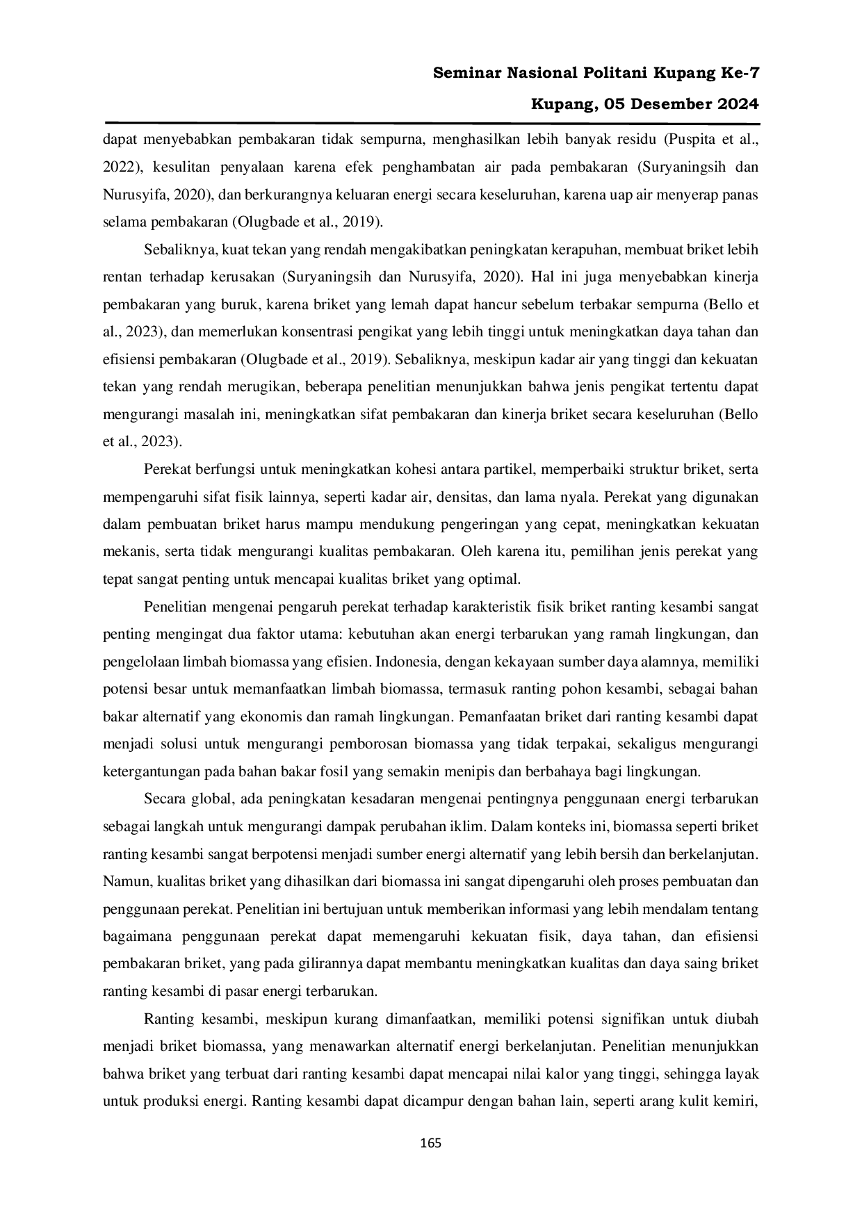 JURIS STUDI PENGGUNAAN RANTING KESAMBI SEBAGAI BAHAN BAKU BRIKET PENGARUH JENIS PEREKAT TERHADAP KARAKTERISTIK FISIK DAN EFISIENSI PEMBAKARAN