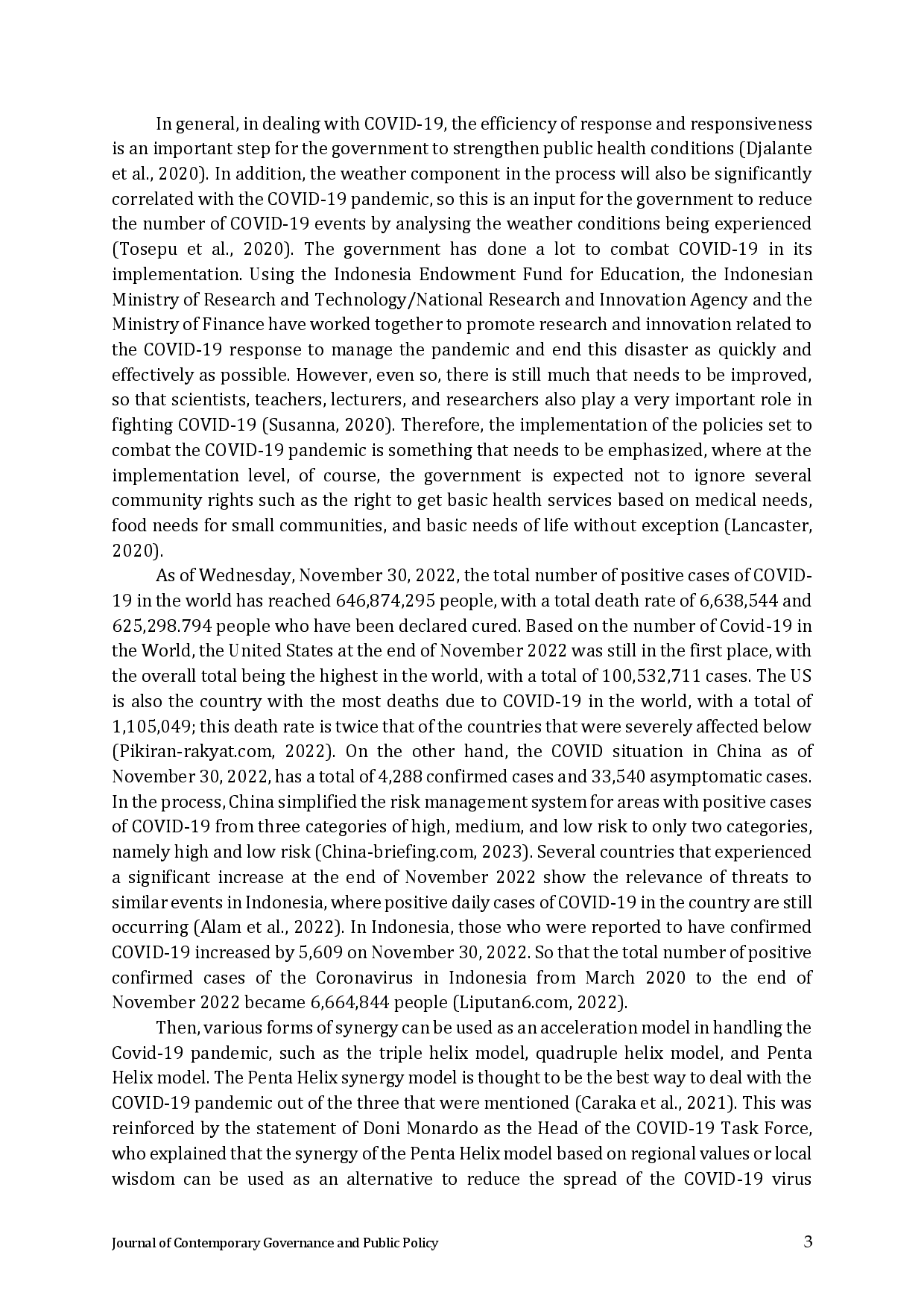 juris Analysis Of The Synergy Of The Penta Helix Model In Handling Covid 19 At The Pekanbaru City Level