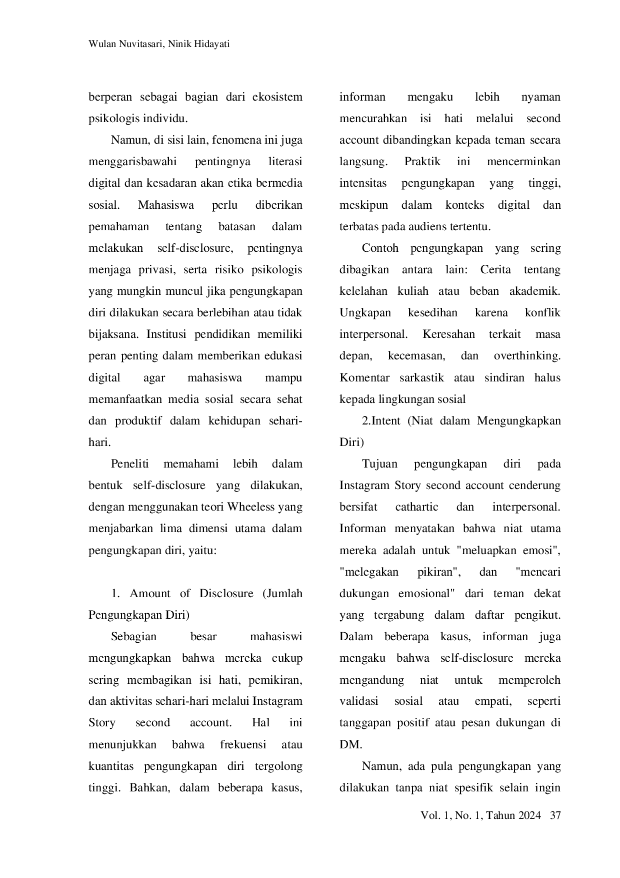 JURIS Instagram as a Value For Self Disclosures