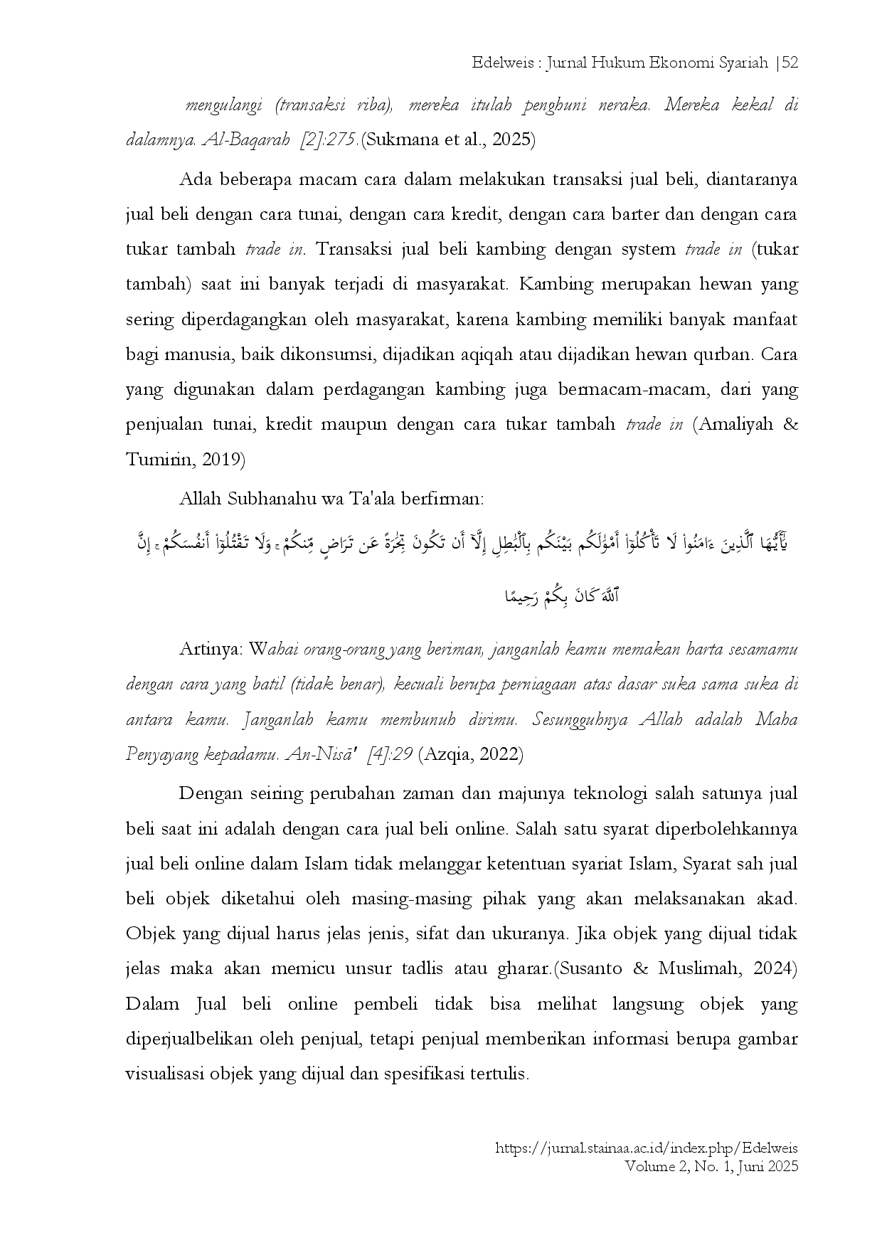 juris Analysis of Sharia Economic Law on the Practice of Buying and Selling Goats Study in Ramban Kulon Village