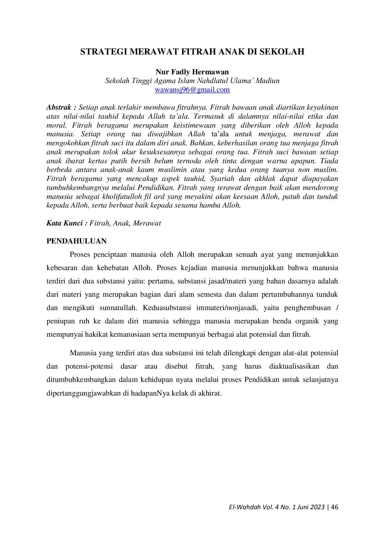 JURIS Strategi Merawat Fitrah Anak di Sekolah