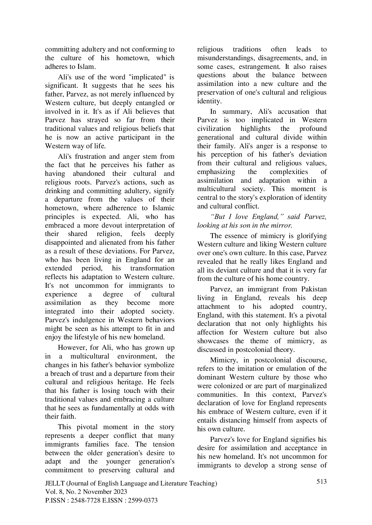 JURIS The Hybridity and Mimicry in My Son the Fanatic A Post Colonial Study