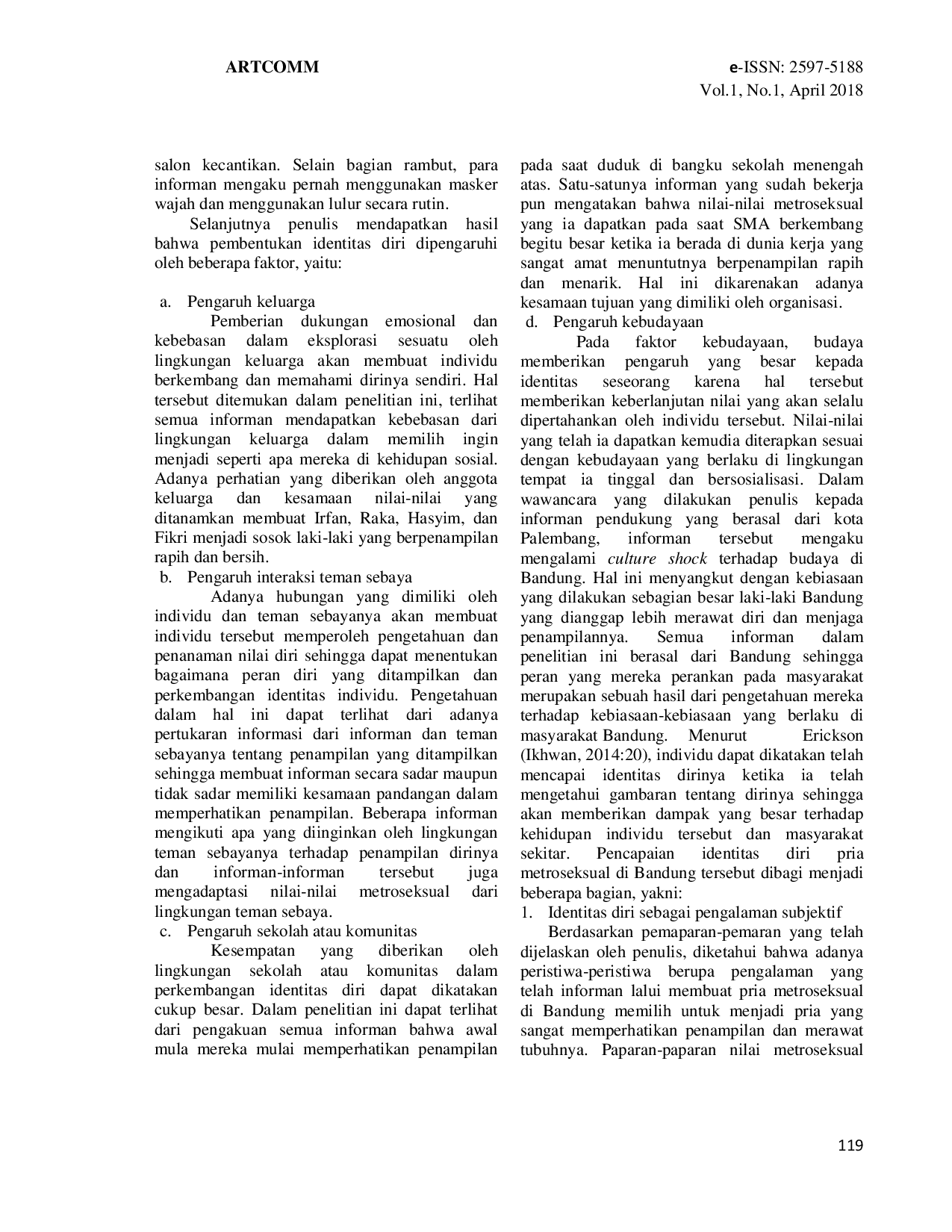 JURIS Maskulinitas Pria Metroseksual Studi Fenomenologi tentang Identitas Diri Pria Pesolek di Bandung