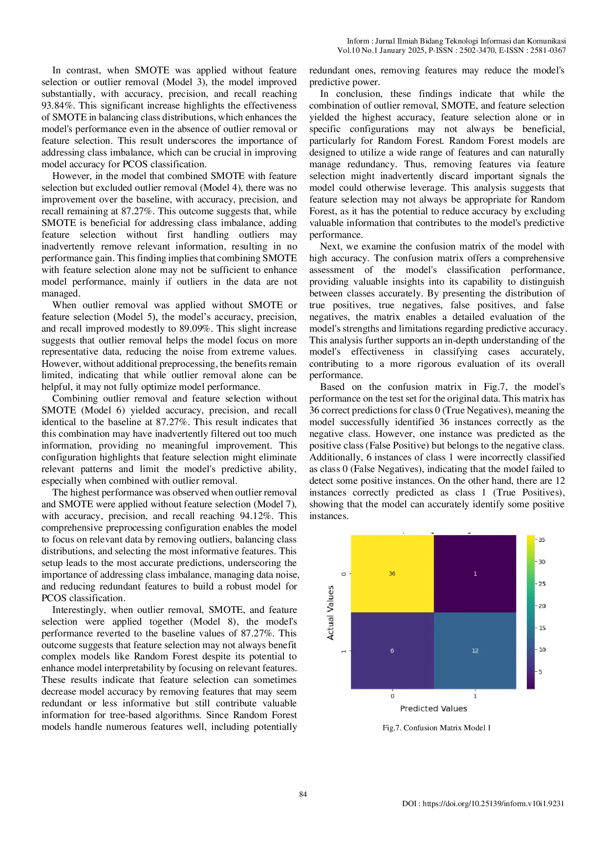 JURIS Comparative Analysis of PCOS Classification Using Random Forest Integration of Mutual Information SMOTE Tomek and Outlier Handling