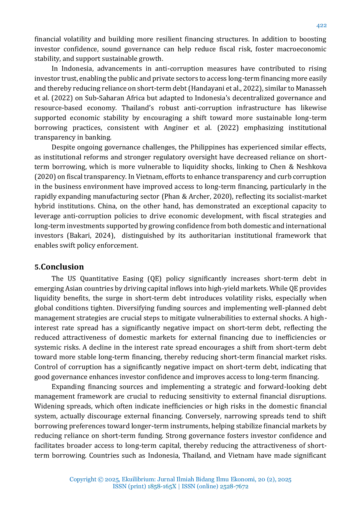 JURIS The Relationship between U S Quantitative Easing Policy Interest Rate Spread and Control of Corruption on Short Term Debt in Developing ASIAN Countries