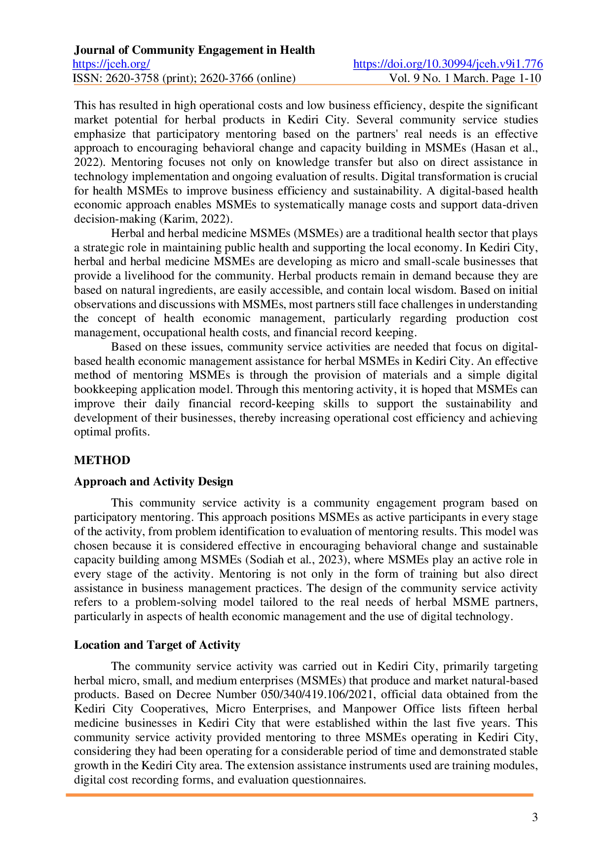 JURIS Assistance in Digital Based Health Economic Management to Improve Cost Efficiency of Herbal MSMEs in Kediri City