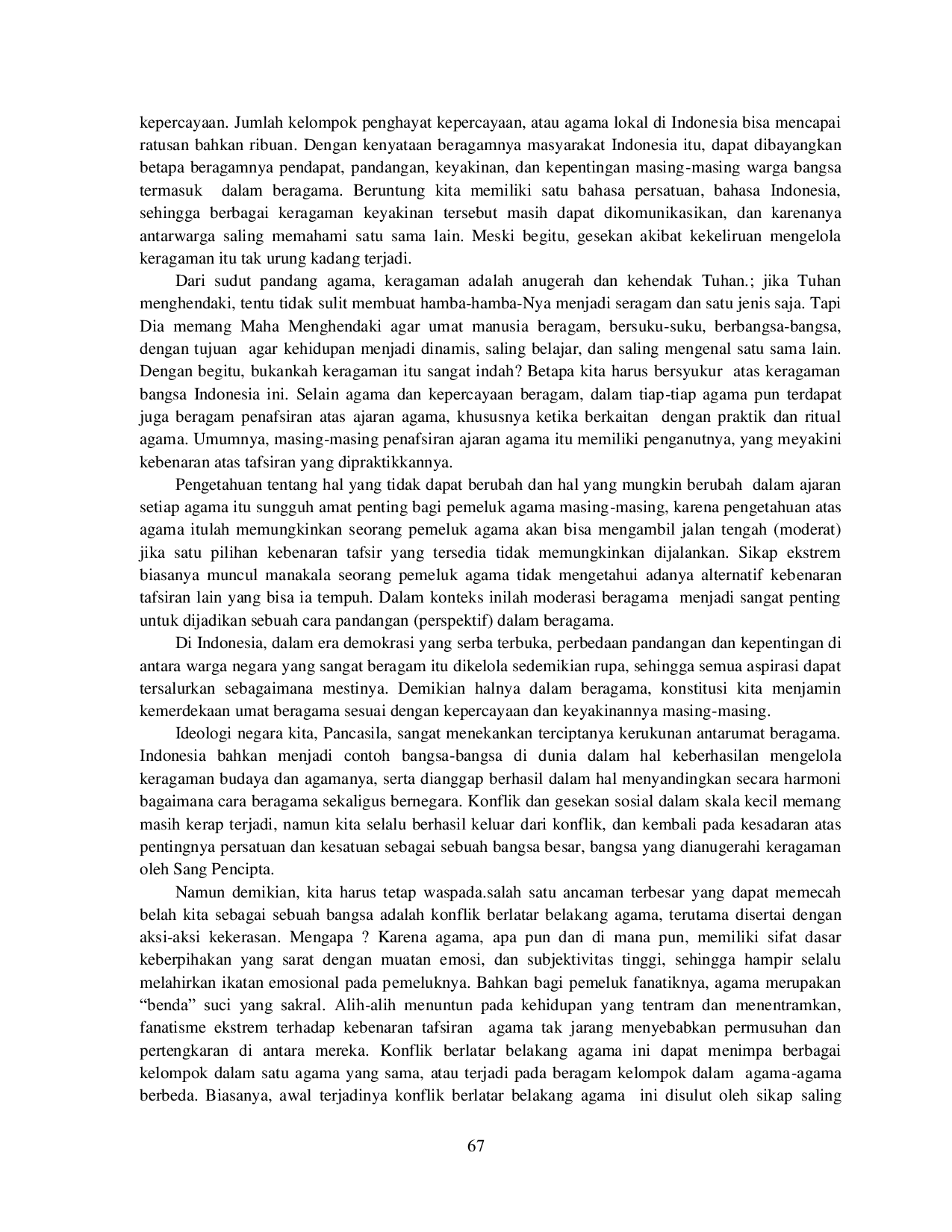 JURIS Moderasi Beragama Sebagai Landasan Toleransi dalam Kehidupan Masyarakat Majemuk