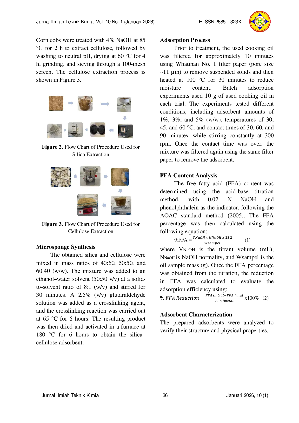 JURIS Transformation of Agricultural Waste into Silica Cellulose Microsponge Adsorbent for Optimization of Waste Cooking Oil as Biodiesel Feedstock