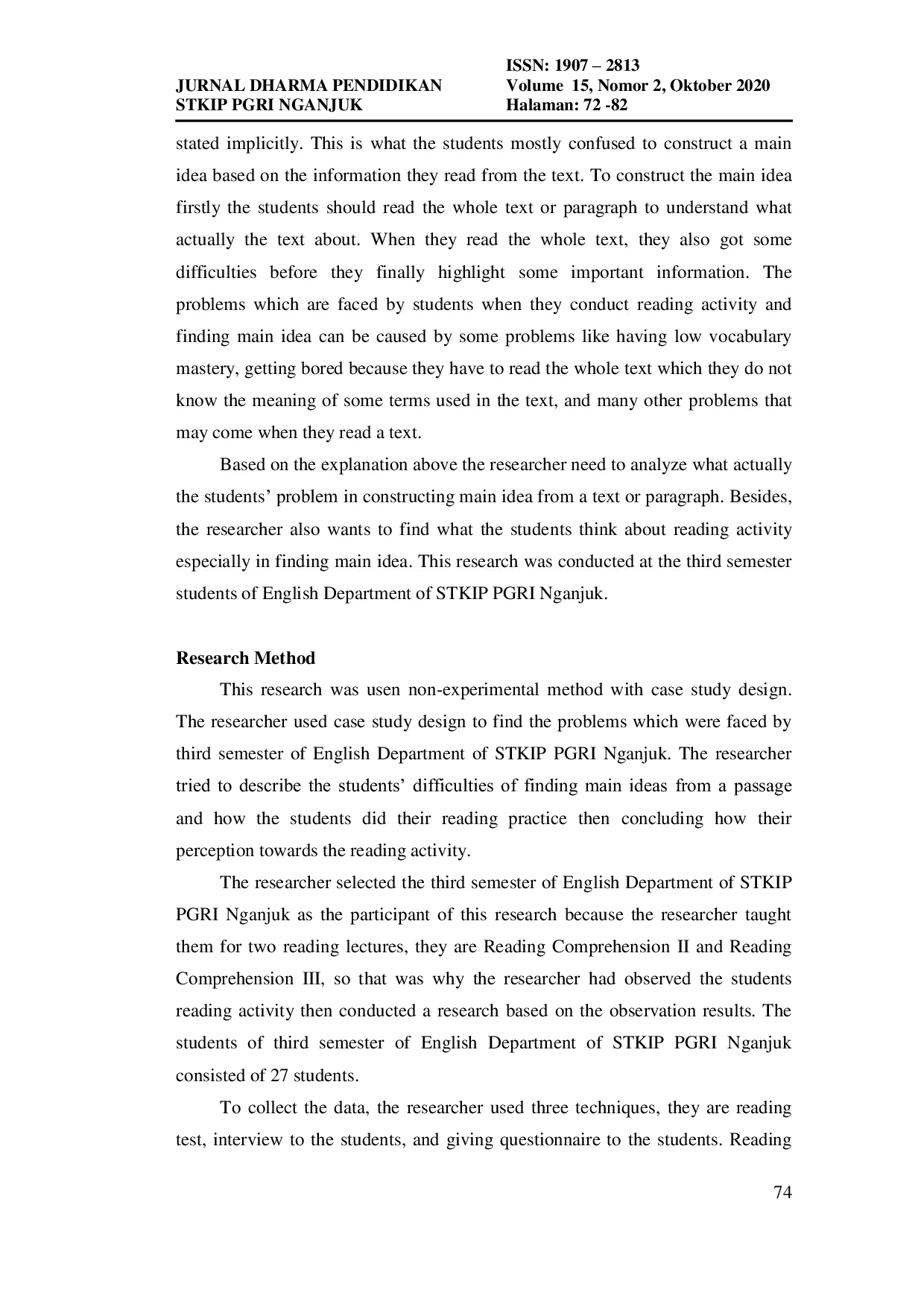 JURIS Analysis On Students Difficulties of Finding Main Idea of A Passage