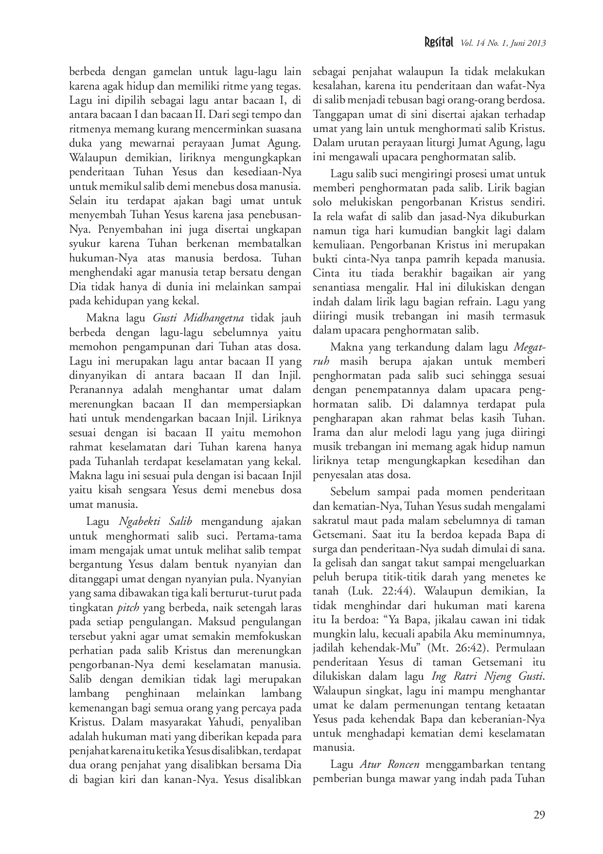 juris Musik Liturgi Inkulturatif di Gereja Ganjuran Yogyakarta