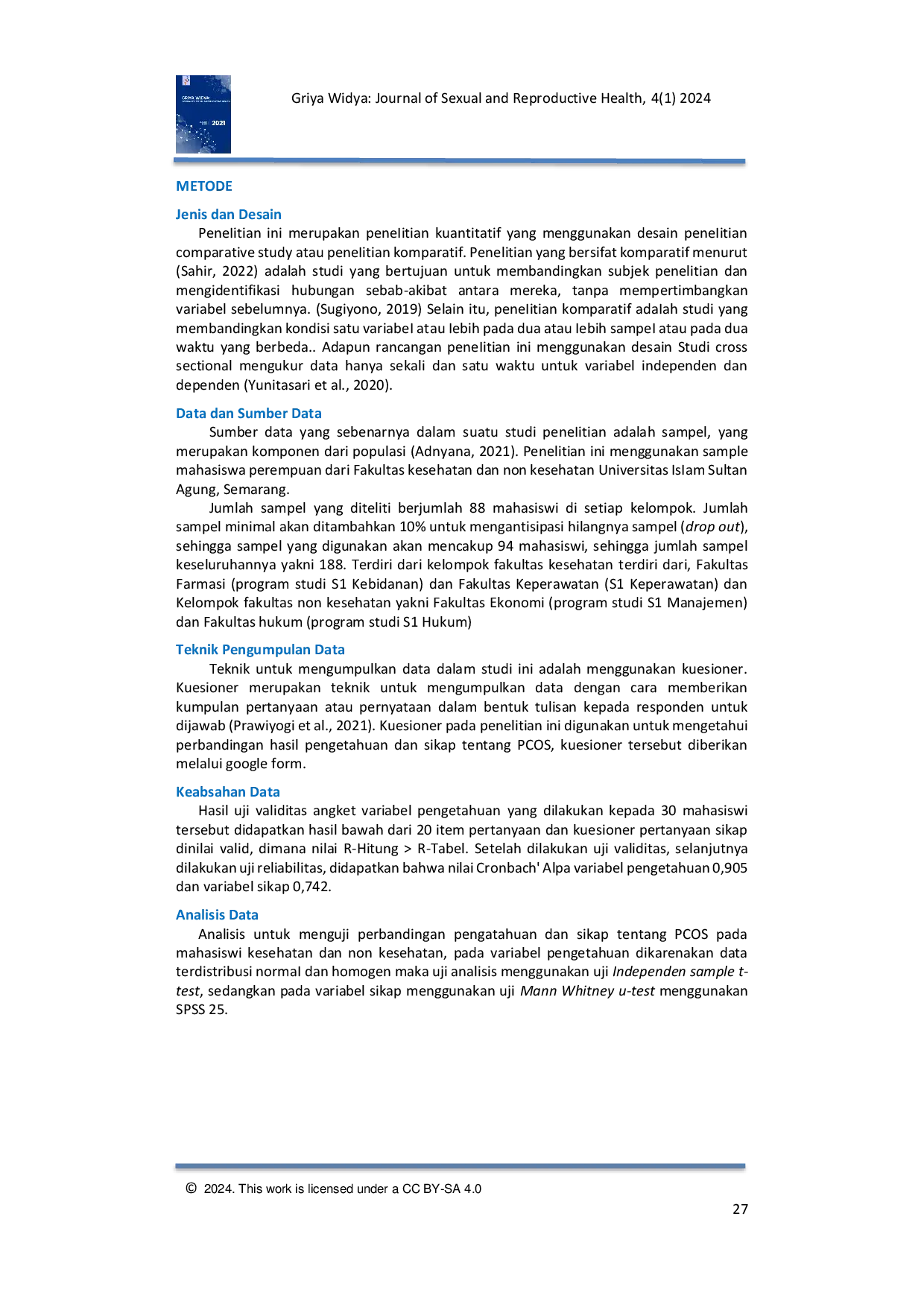 JURIS Perbandingan Pengetahuan dan Sikap tentang PCOS pada Mahasiswi Kesehatan dan Non Kesehatan