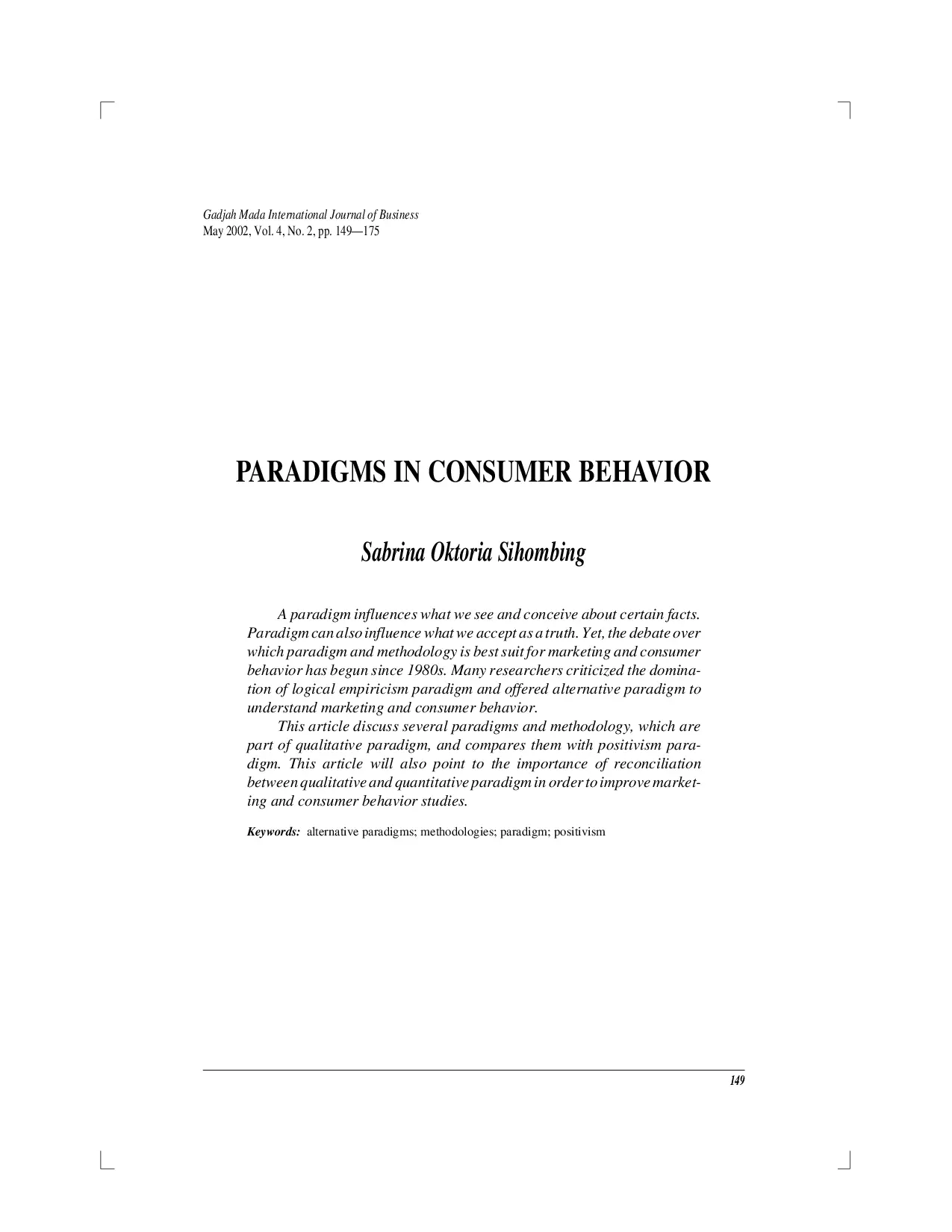 juris Paradigma dalam Perilaku Konsumen