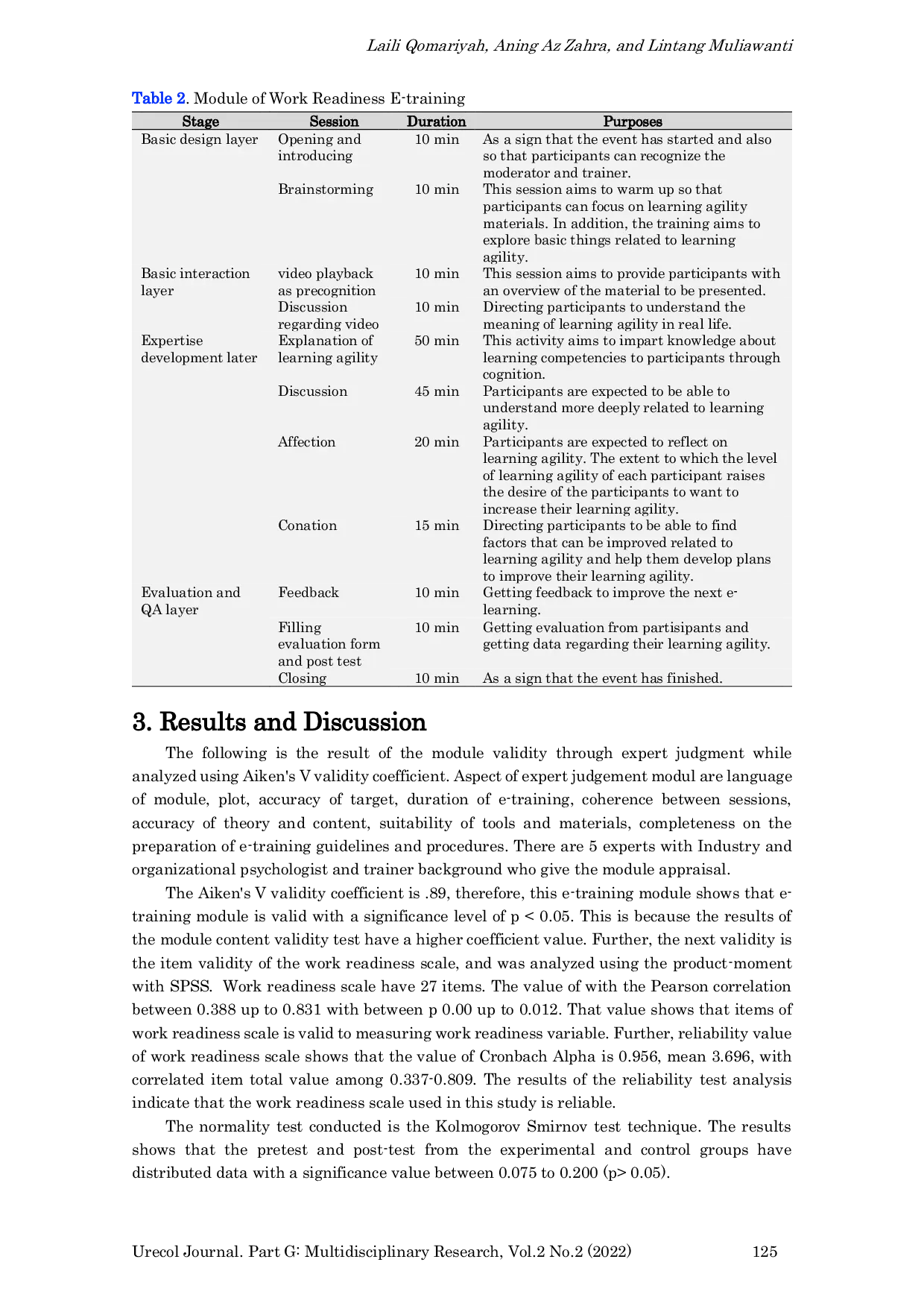 JURIS The Improvement of Graduate Work Readiness Through Learning Agility E Training