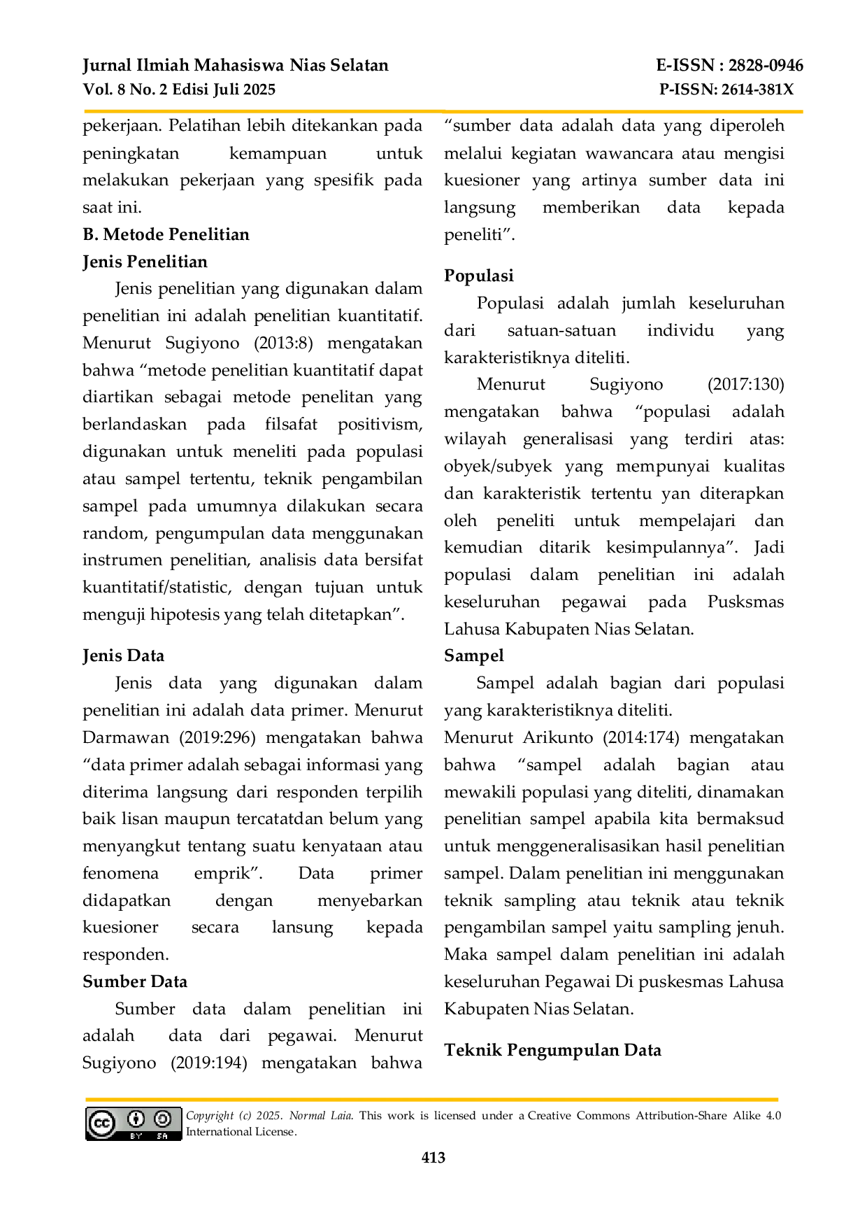 JURIS The Influence of Training on Employee Performance at UPTD Puskesmas Lahusa South Nias Regency