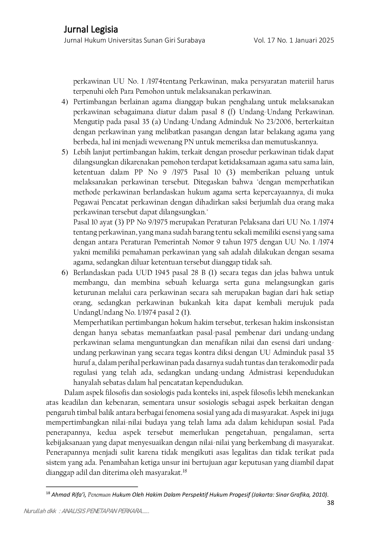 JURIS Analisis Penetapan Perkara NO 916 PDT P 2022 PN SBY Pengadilan Negeri Surabaya Perihal Pernikahan Pasangan Beda Agama