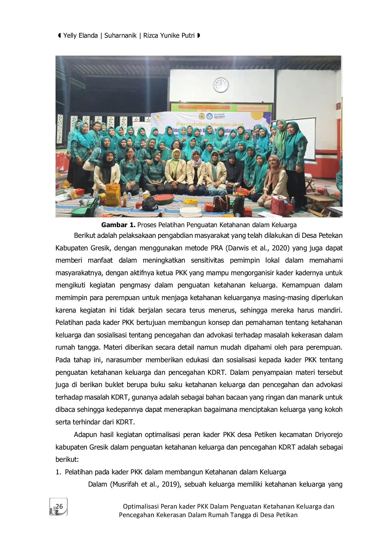 JURIS Optimalisasi Peran Kader PKK Dalam Penguatan Ketahanan Keluarga Dan Pencegahan Kekerasan Dalam Rumah Tangga di Desa Petikan Kecamatan Driyorejo Kabupaten Kabupaten Gresik