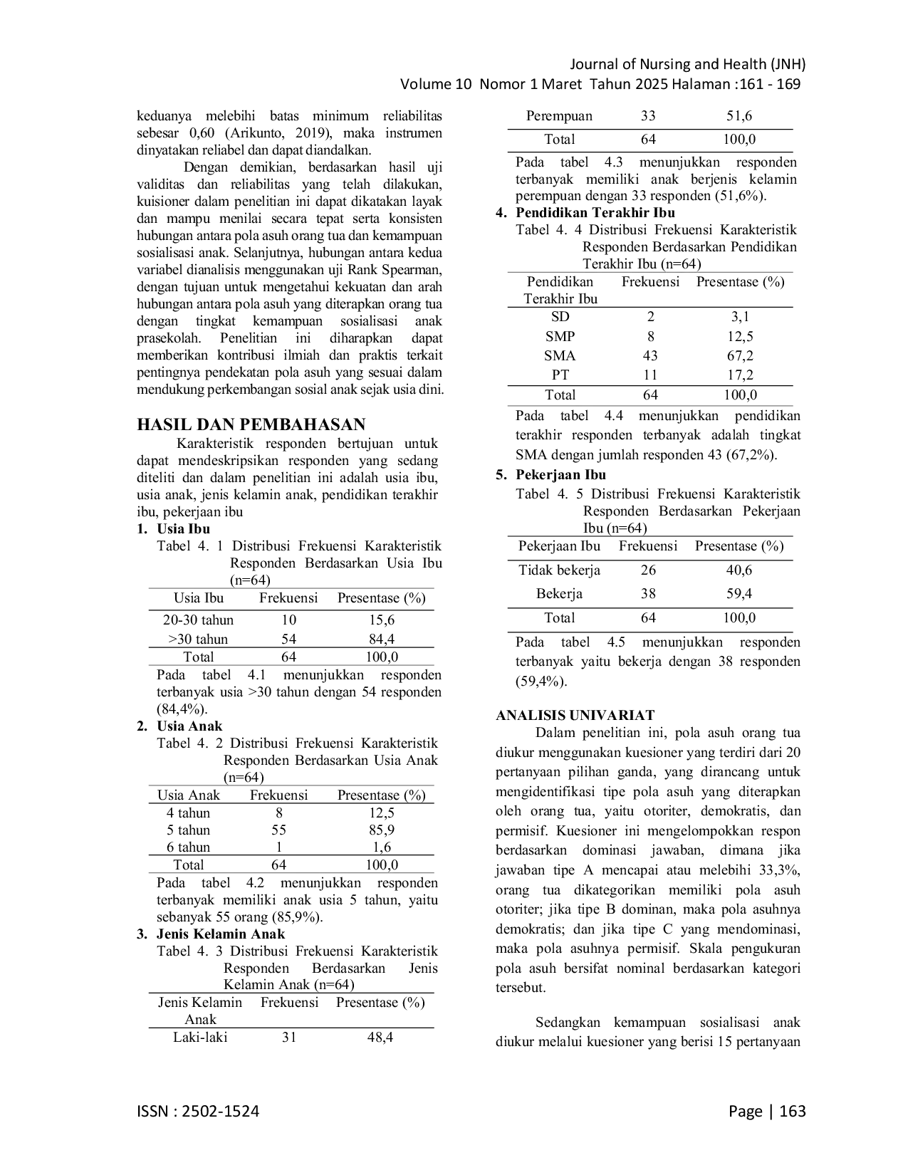 JURIS Hubungan Pola Asuh Orang Tua dengan Kemampuan Sosialisasi pada Anak Usia 4 6 Tahun di TK Nusa Indah Ngempon