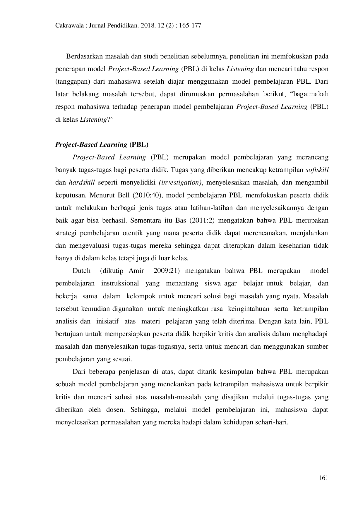 juris Penerapan Model Pembelajaran Project Based Learning pada Pengajaran Listening