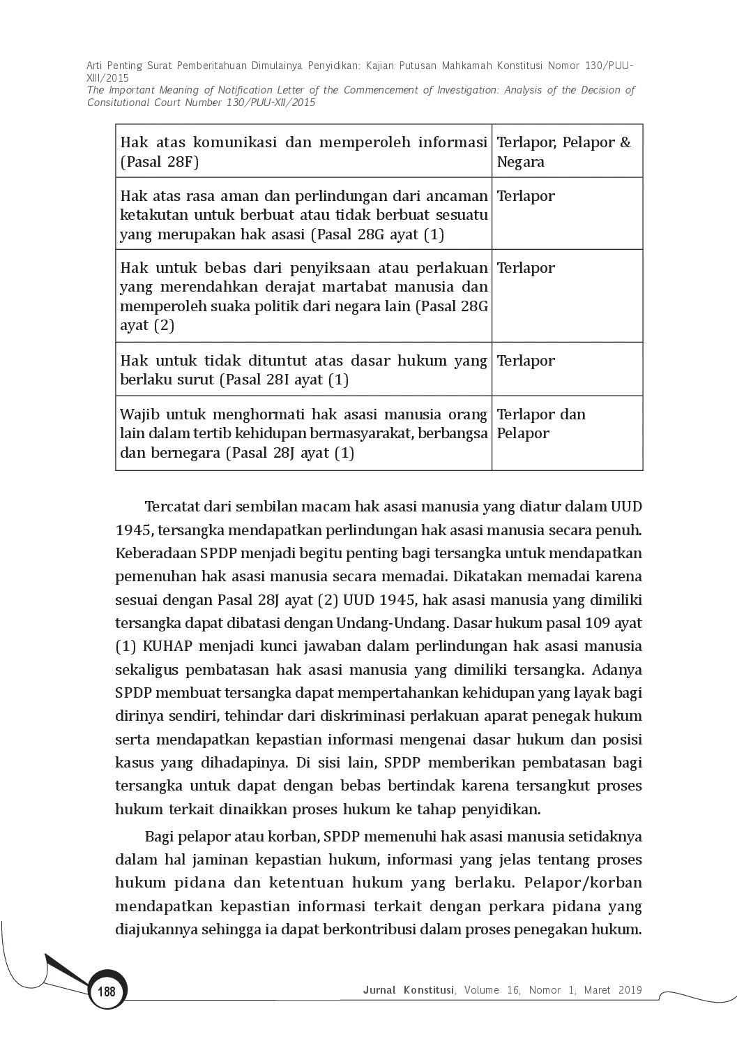 juris Arti Penting Surat Pemberitahuan Dimulainya Penyidikan Kajian Putusan Mahkamah Konstitusi Nomor 130 PUU XIII 2015