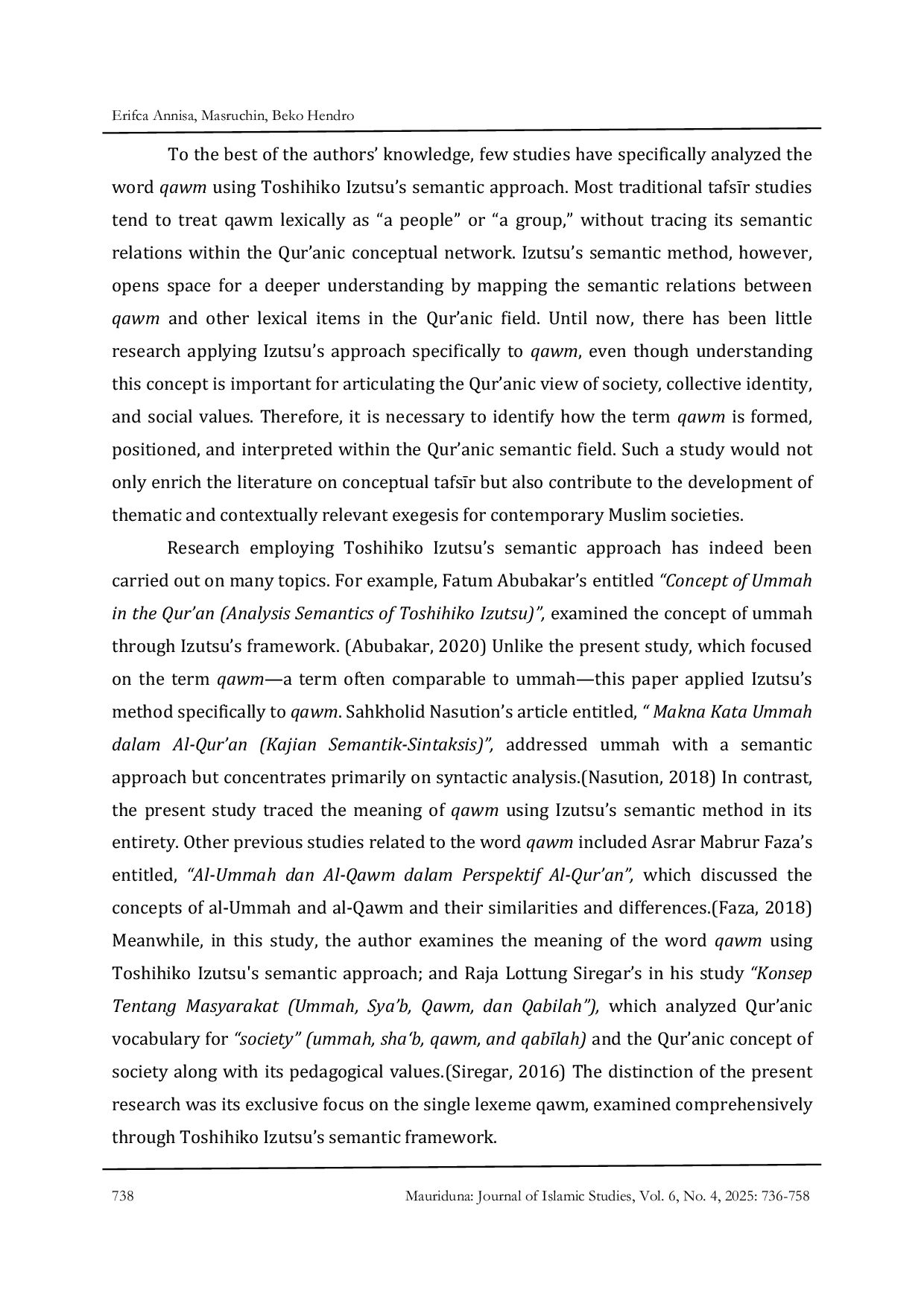 JURIS The Meaning Of Qawm In The Qur an A Semantic Analysis Based On Thoshihiko Izutsu s Approach