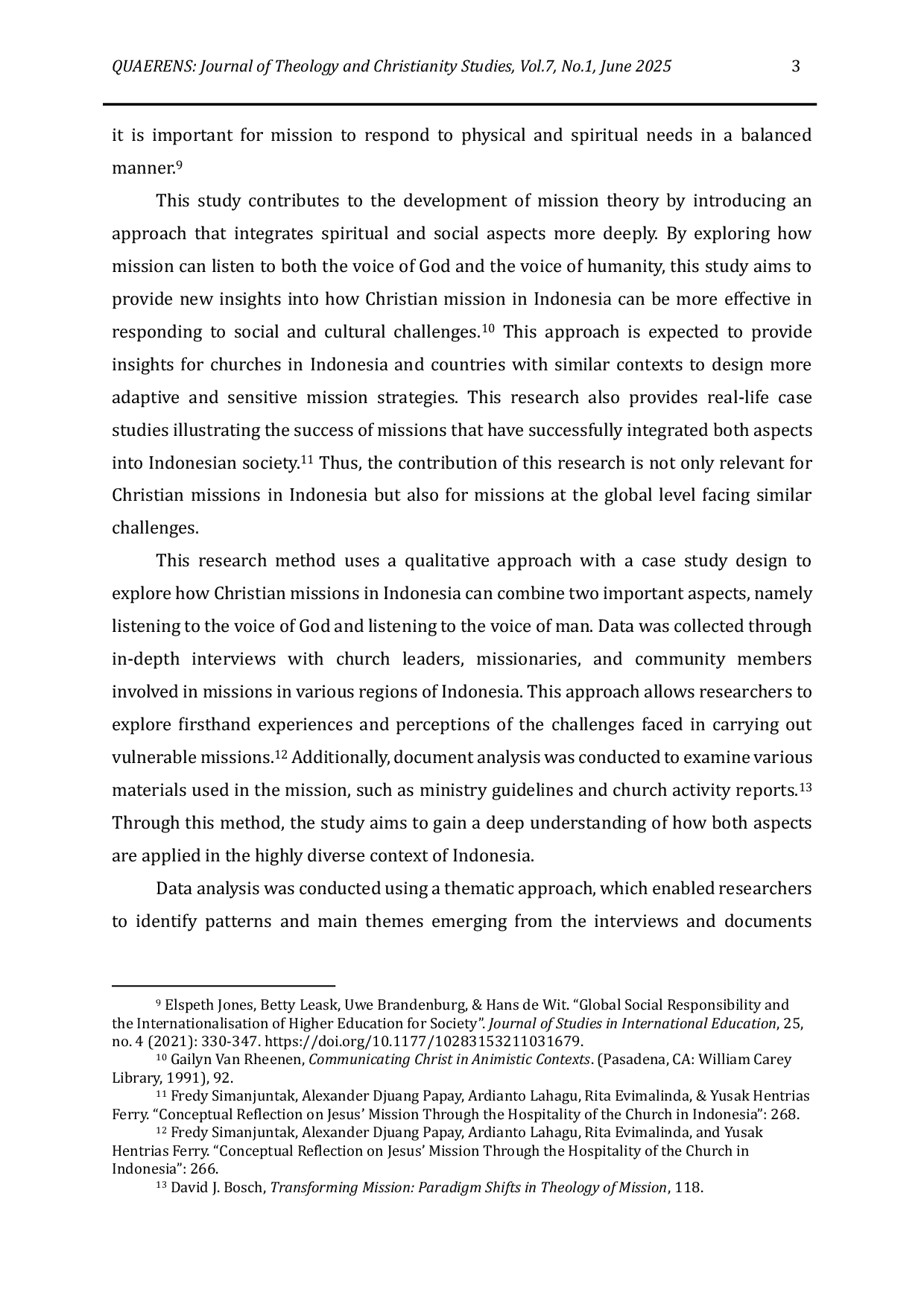 JURIS Vulnerable Mission in Depth Listening to God and Man in Indonesia