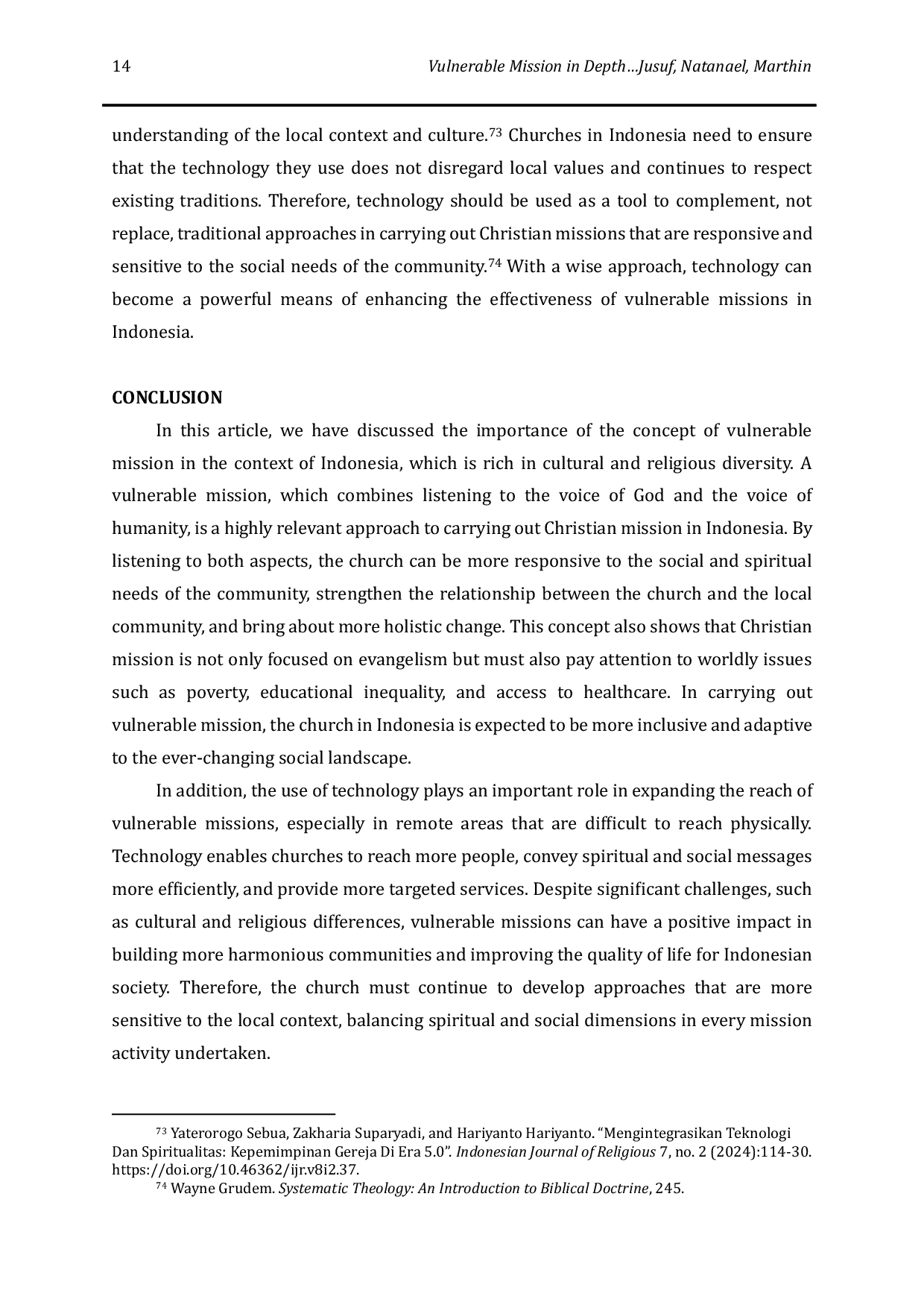 JURIS Vulnerable Mission in Depth Listening to God and Man in Indonesia