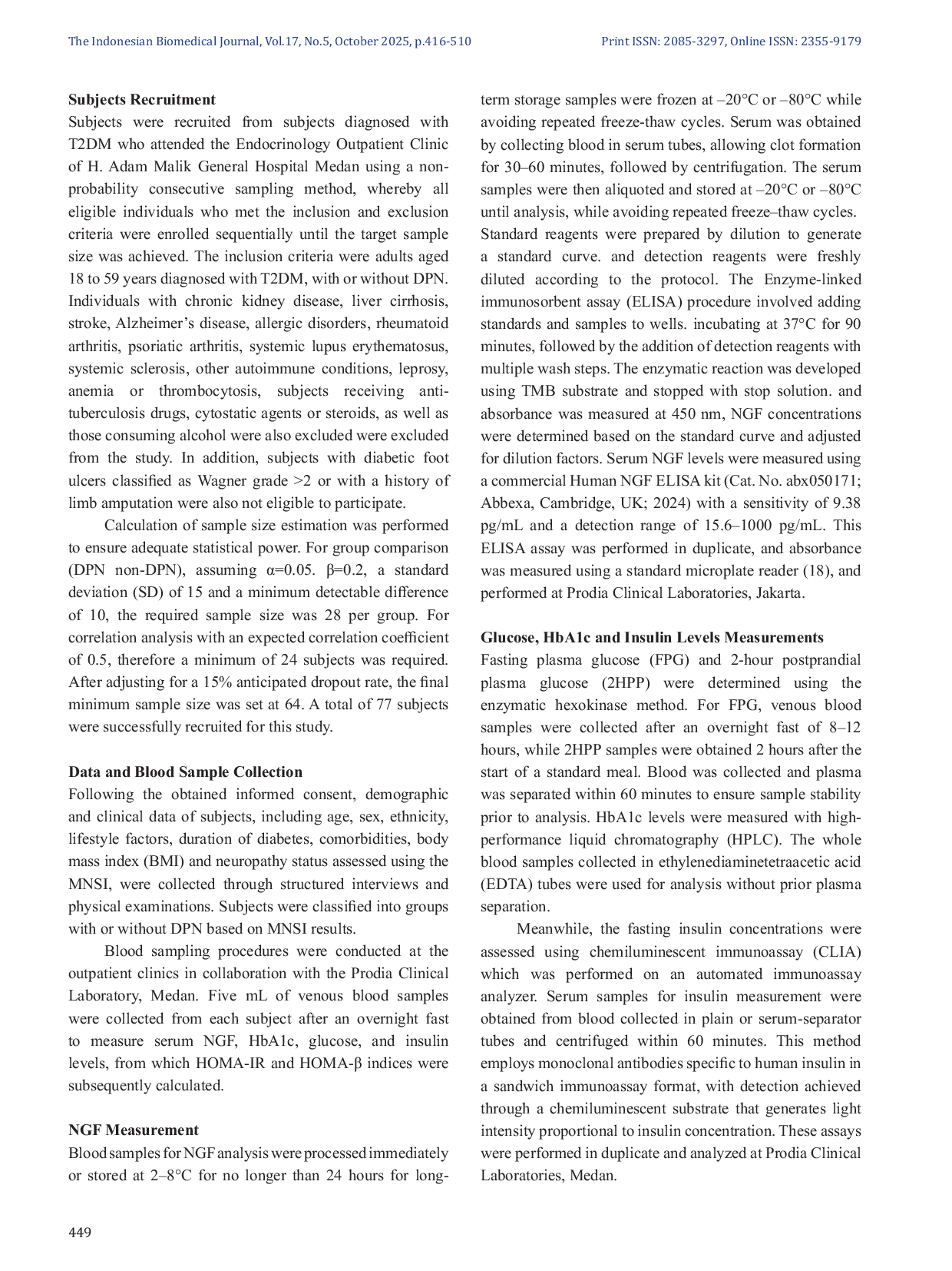 JURIS Hubungan Kadar Serum Nerve Growth Factor yang Rendah dengan Resistensi Insulin Disfungsi Beta Sel dan Skor Skrining Neuropati pada Subjek dengan Diabetes Mellitus Tipe 2