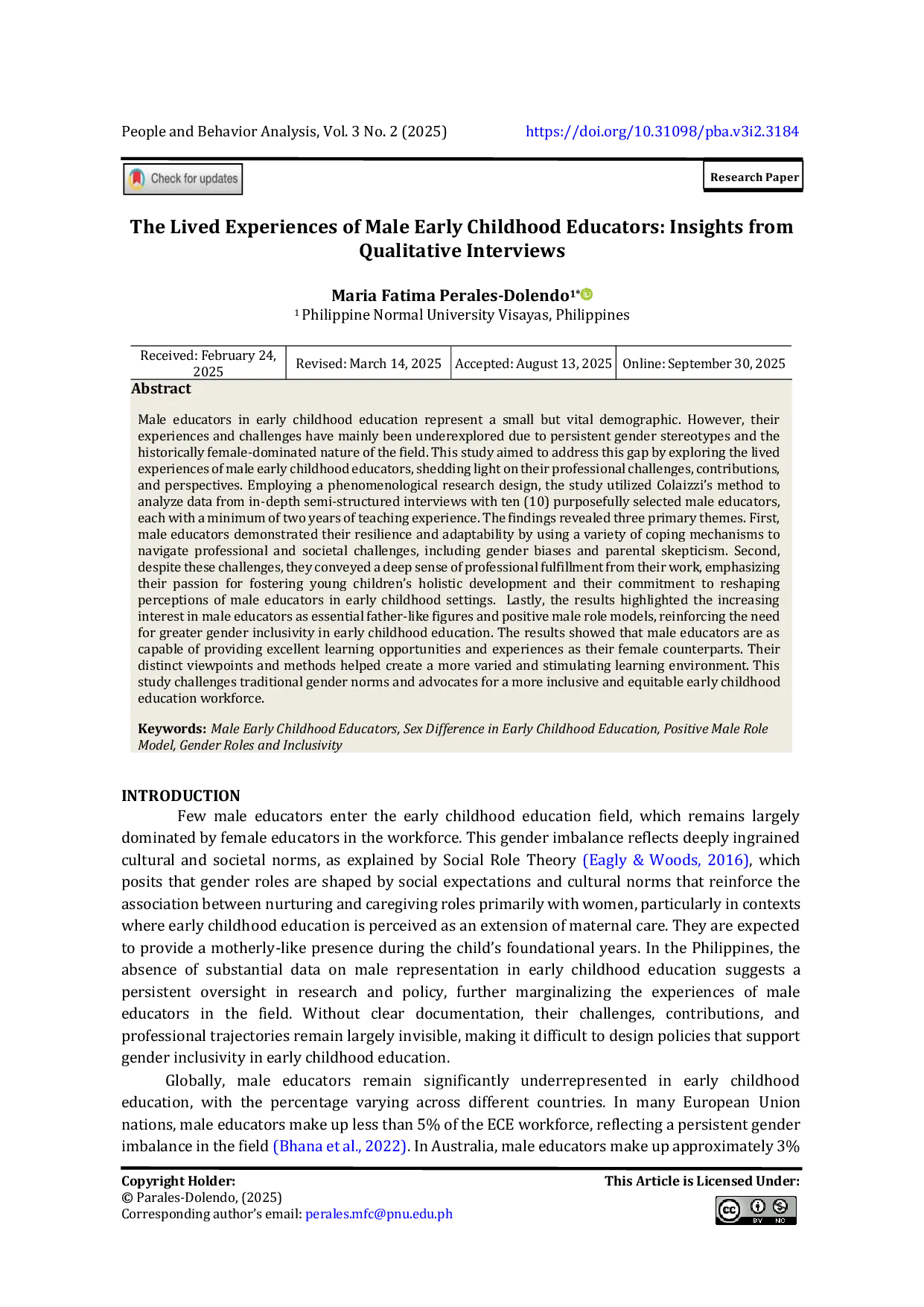JURIS The Lived Experiences of Male Early Childhood Educators Insights from Qualitative Interviews