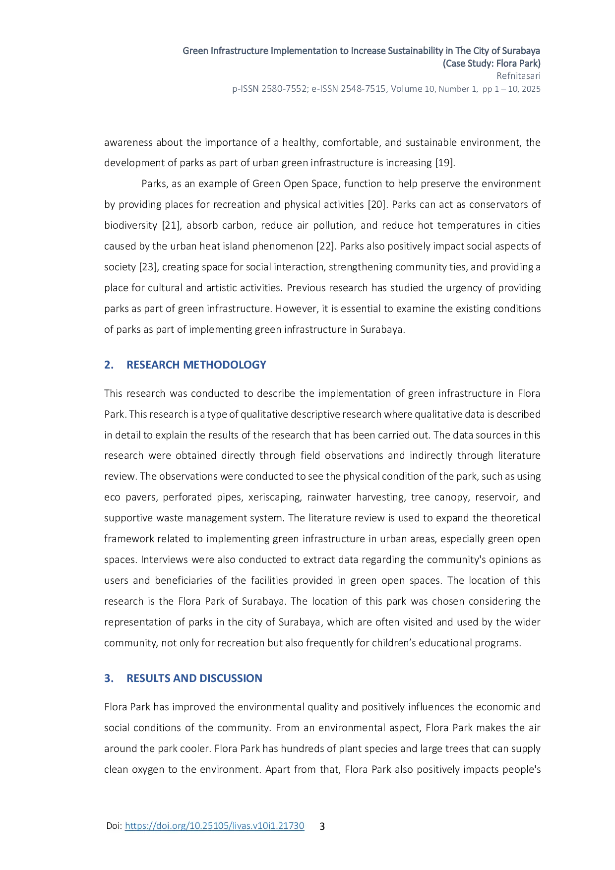 JURIS Green Infrastructure Implementation to Increase Sustainability in the City of Surabaya Case Study Flora Park