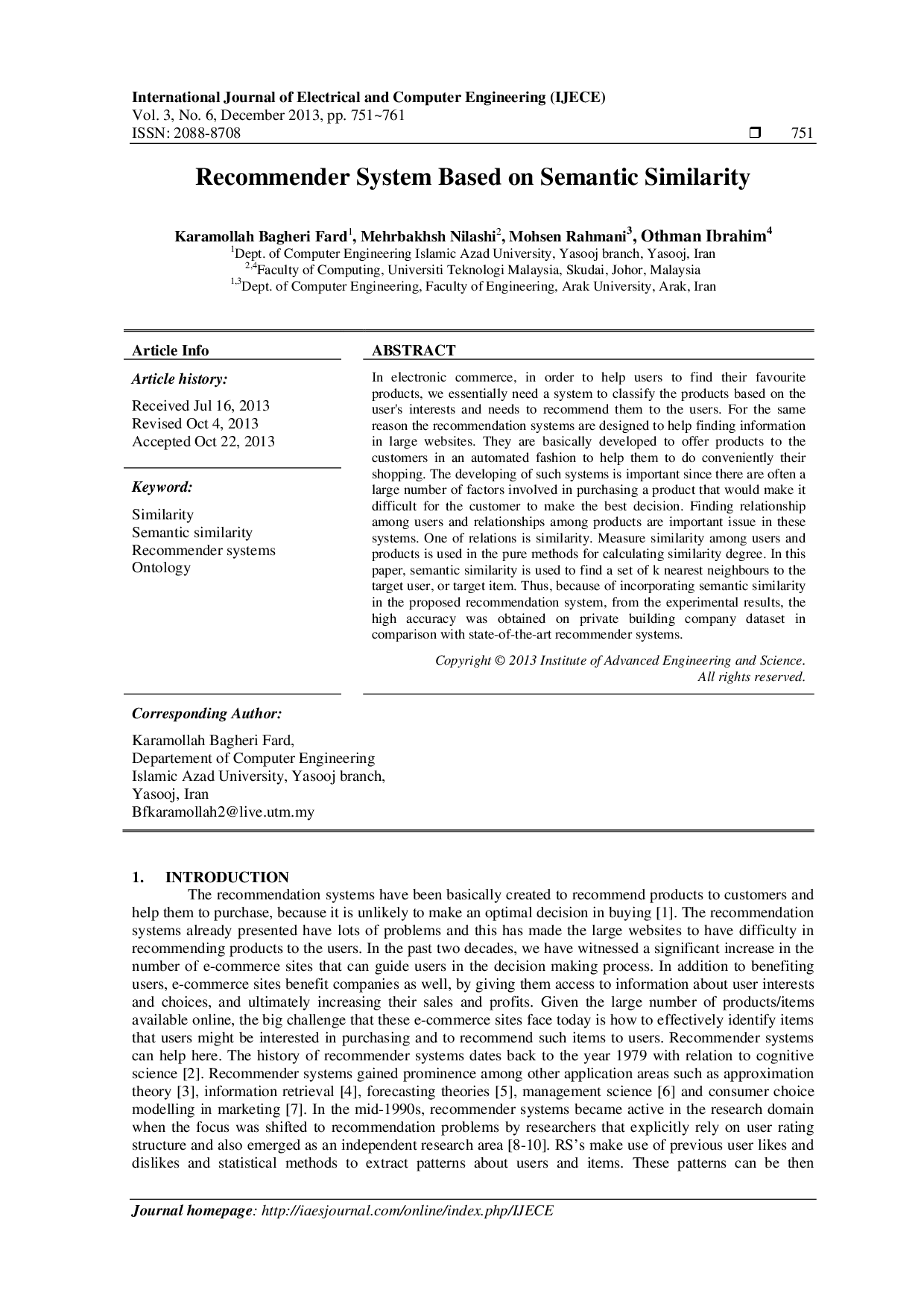 juris Recommender System Based on Semantic Similarity