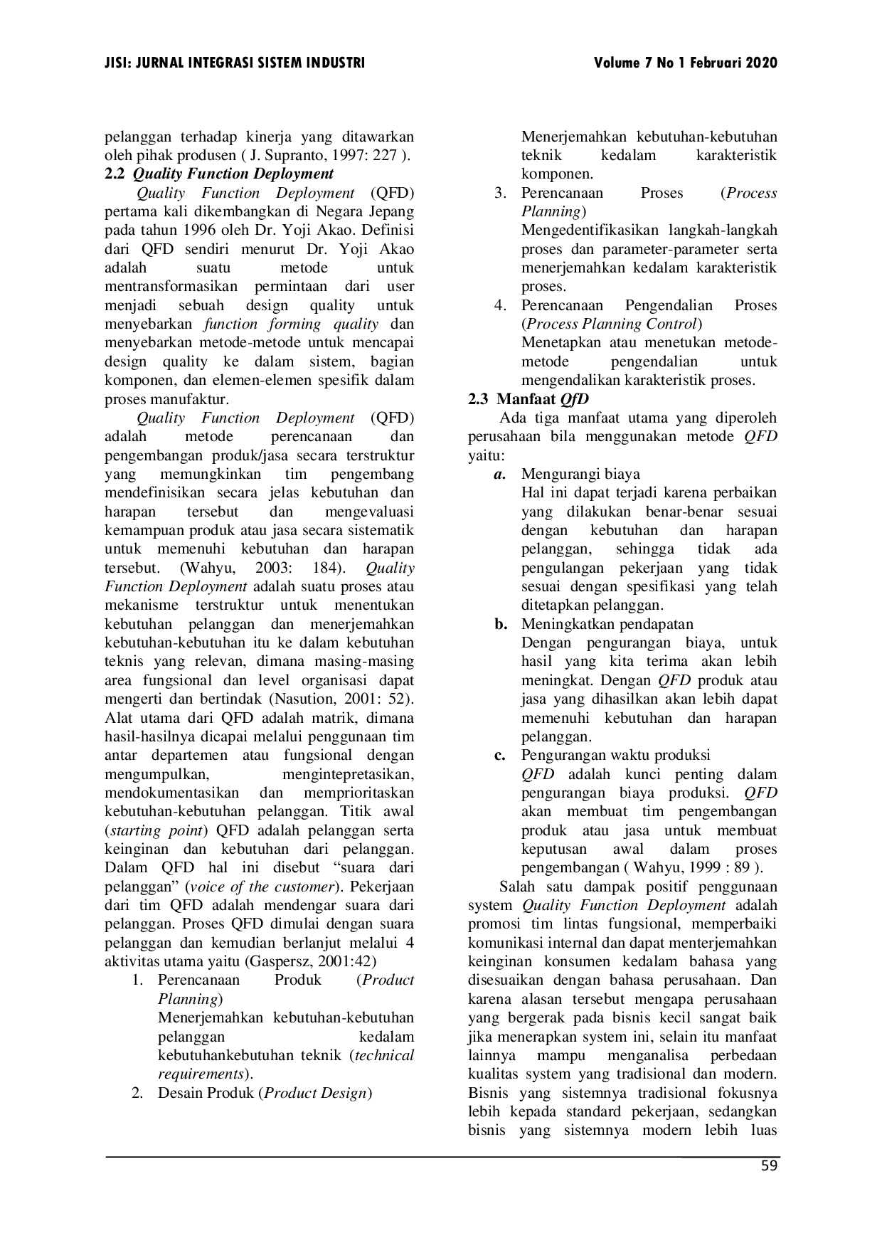 JURIS Analisis Pengembangan Pelayanan Jasa TV Kabel Menggunakan Metode Quality Function Deployment QFD