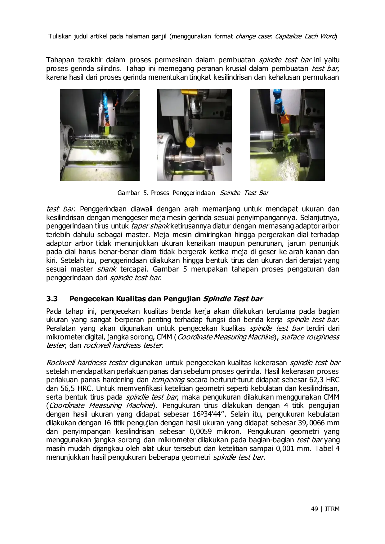 JURIS Pembuatan Horizontal Spindle Test bar pada Mesin Frais Aciera F3