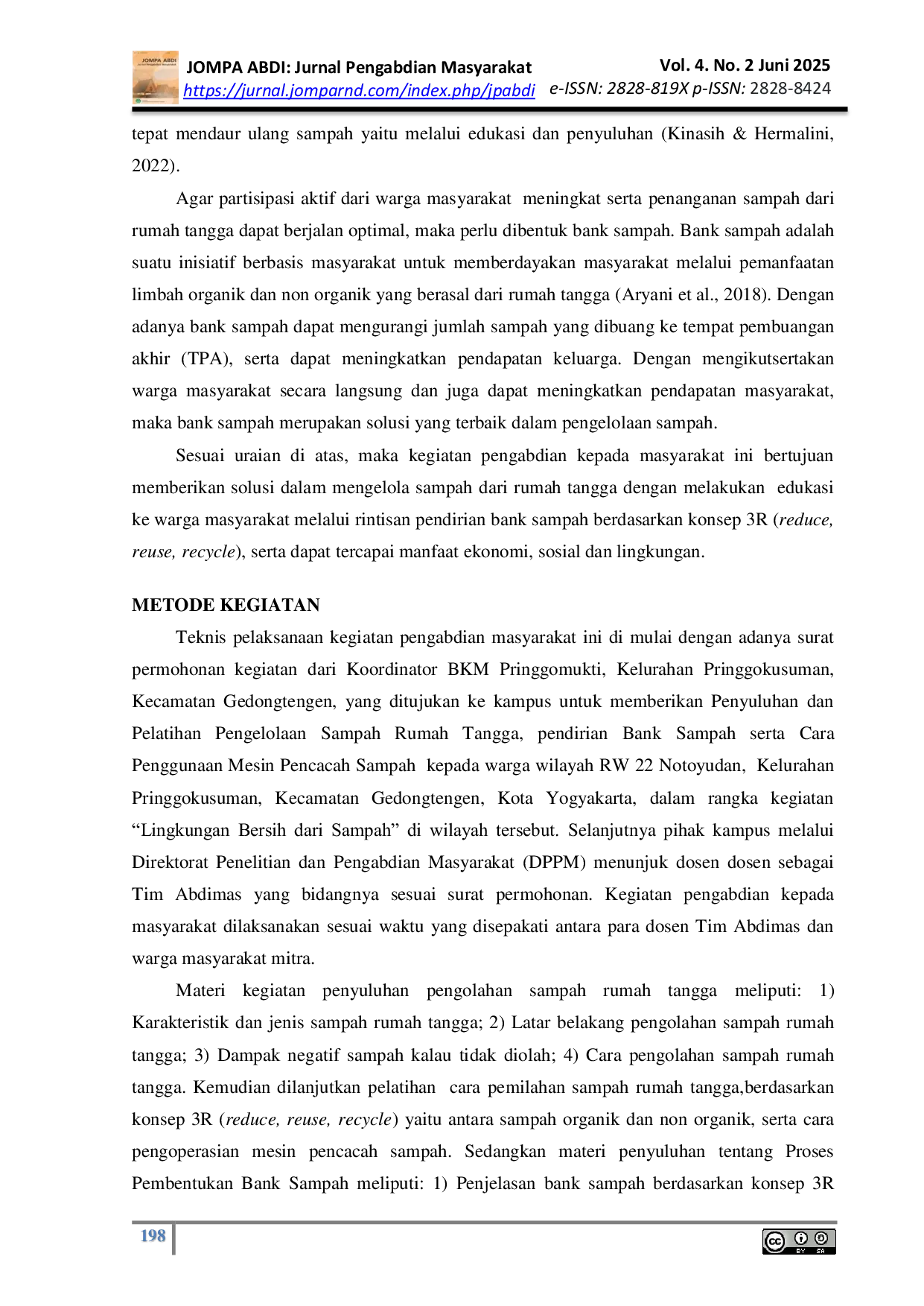 JURIS Pelatihan Pengolahan Sampah Rumah Tangga Sebagai Edukasi Lingkungan Bagi Masyarakat