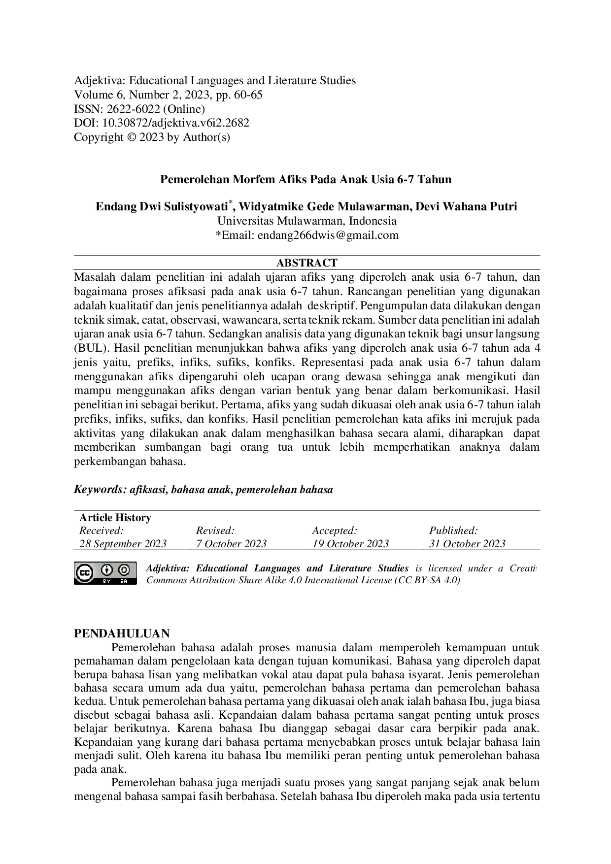 JURIS Pemerolehan Morfem Afiks Pada Anak Usia 6 7 Tahun