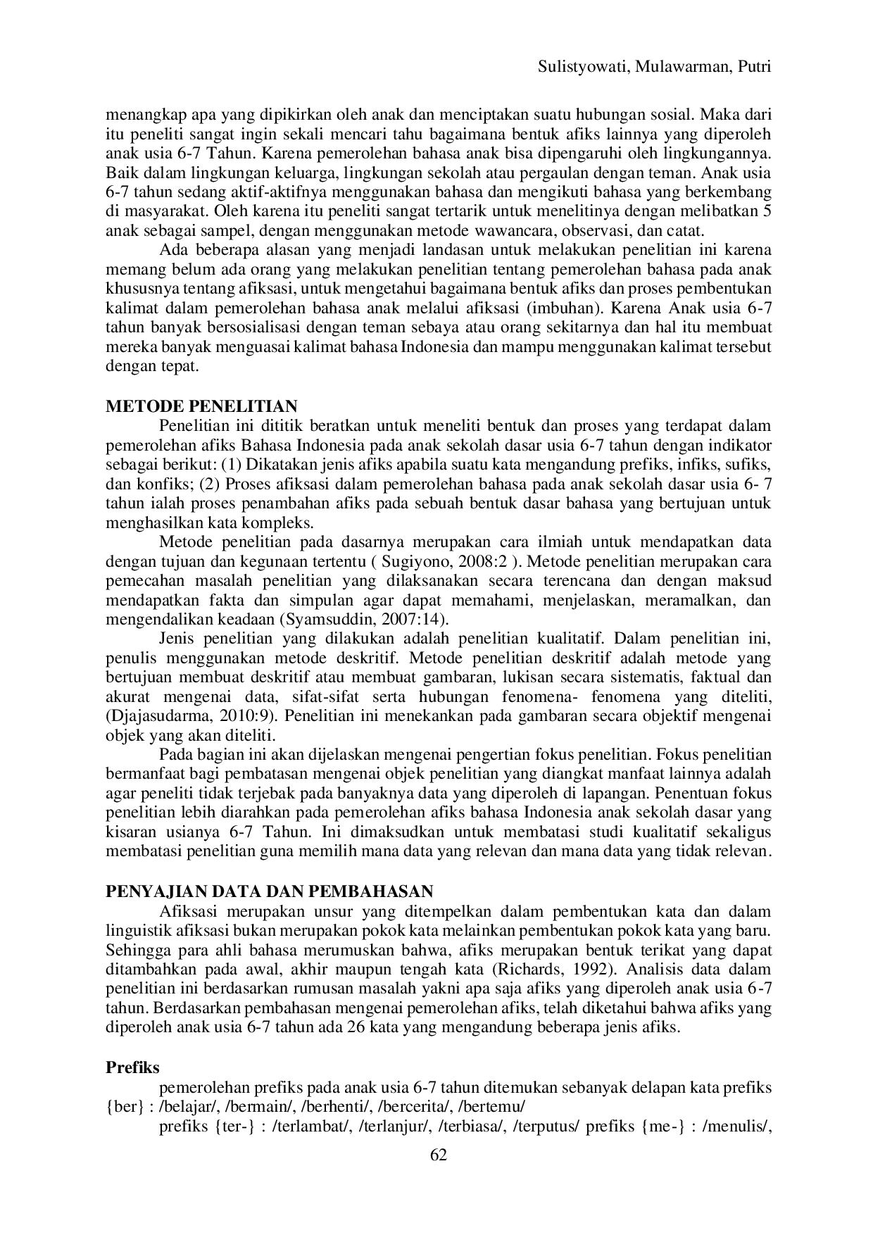 JURIS Pemerolehan Morfem Afiks Pada Anak Usia 6 7 Tahun