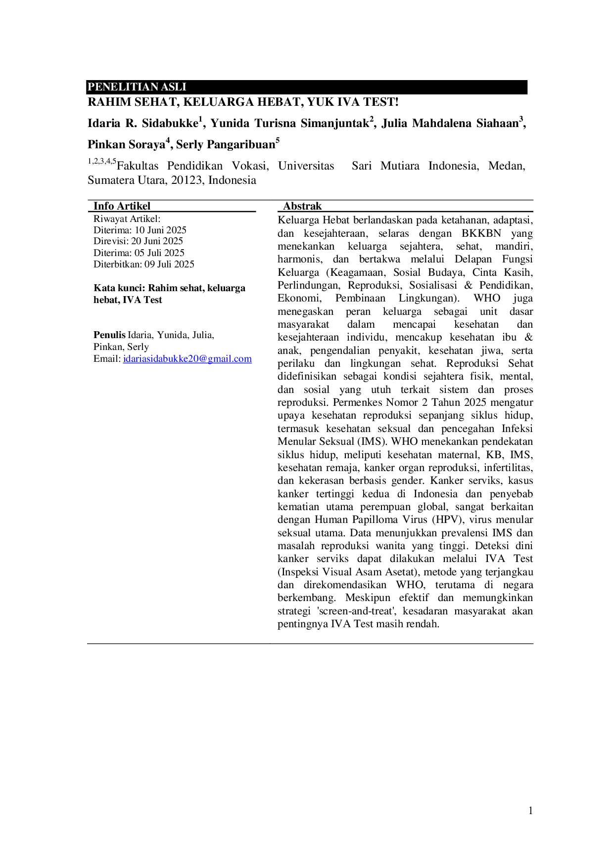 JURIS Rahim Sehat Keluarga Hebat Yuk IVA Test