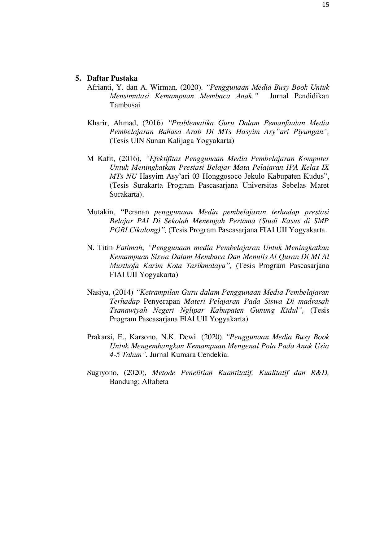 JURIS Pengaruh Penggunaan Media Busy Book Terhadap Peningkatan Hasil Belajar Siswa di Madrasah Diniyah