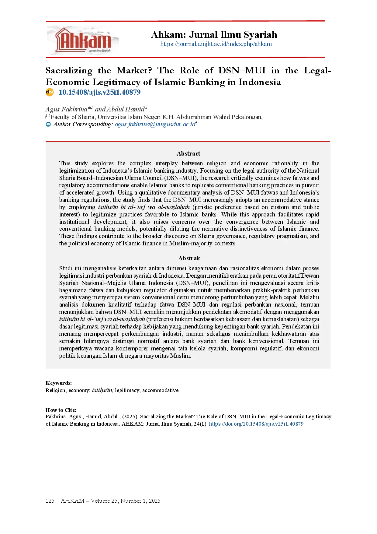 juris Sacralizing the Market The Role of DSN MUI in the Legal Economic Legitimacy of Islamic Banking in Indonesia