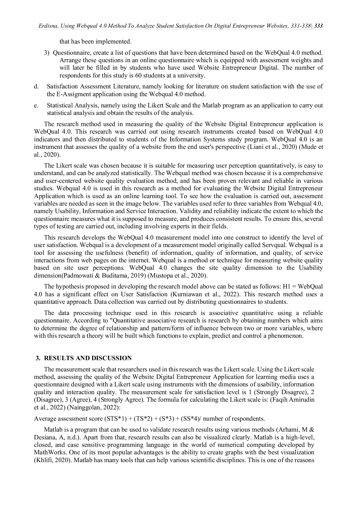 JURIS Using WebQual 4 0 Method to Analyze Student Satisfaction on Digital Entrepreneur Websites