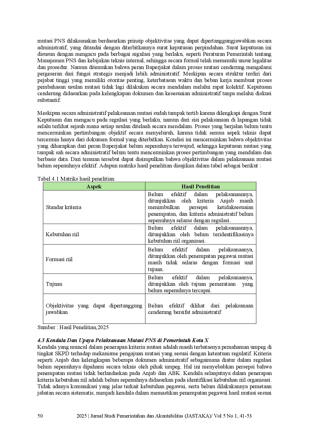 juris Efektivitas Pelaksanaan Mutasi Pegawai Negeri Sipil Di BKPSDM Pemerintah Kota X